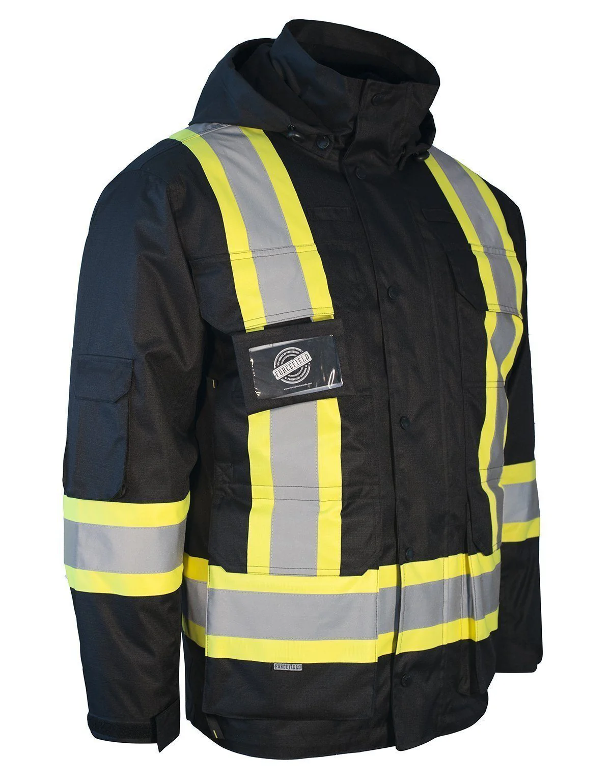 Forcefield 3-in-1 Hi Vis Winter Safety Parka with Removable Black Nylon Puff Jacket - Image 5