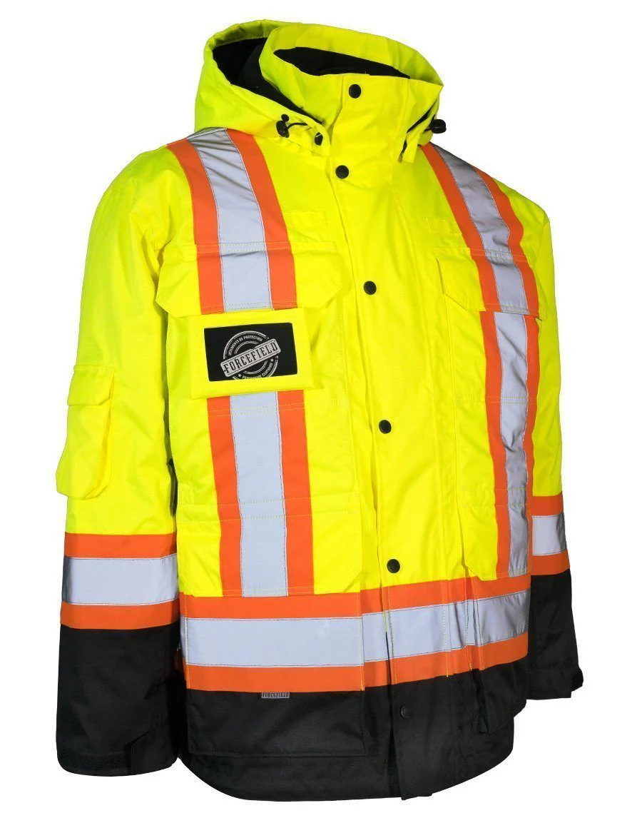 Forcefield 3-in-1 Hi Vis Winter Safety Parka with Removable Black Nylon Puff Jacket - Image 7