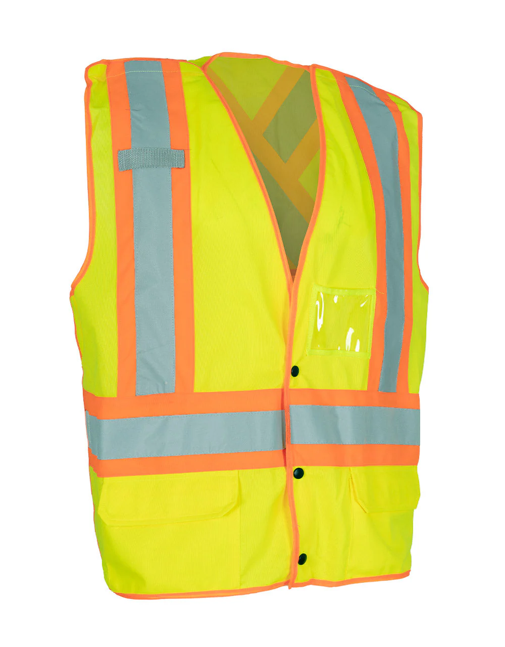 Forcefield 5-Point Tear-Away Hi Vis Traffic Safety Vest, Tricot Polyester