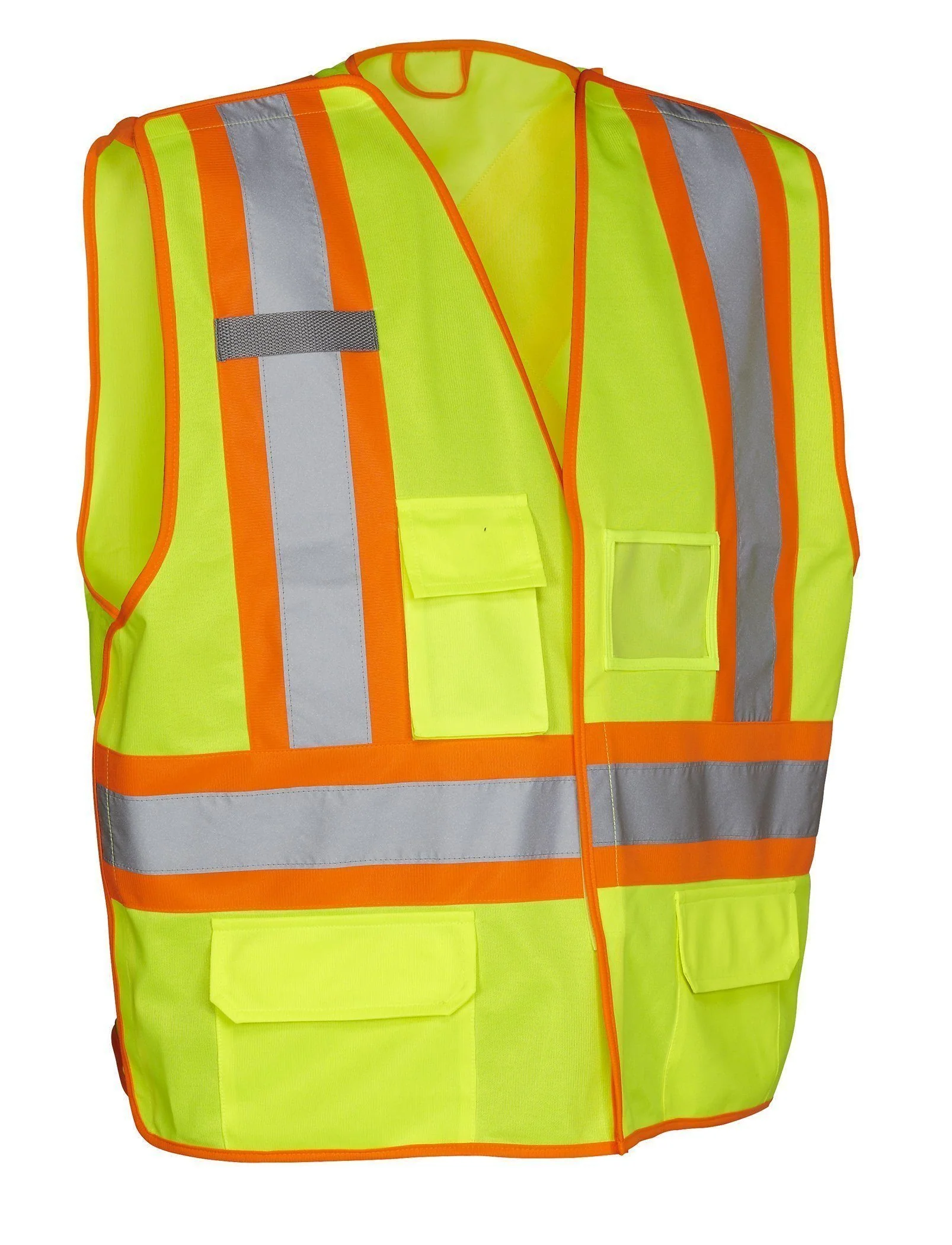 Forcefield 5-Point Tear-Away Hi Vis Traffic Safety Vest, Tricot Polyester, 3 Sizes - Image 3