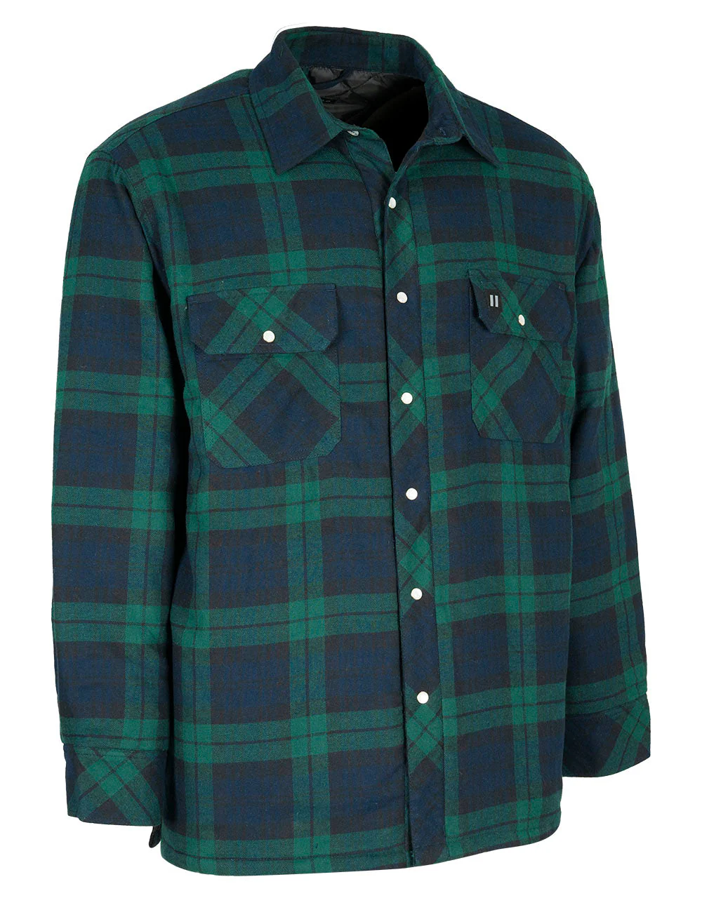 Forcefield Black Watch Plaid Quilted Flannel Shirt Jacket