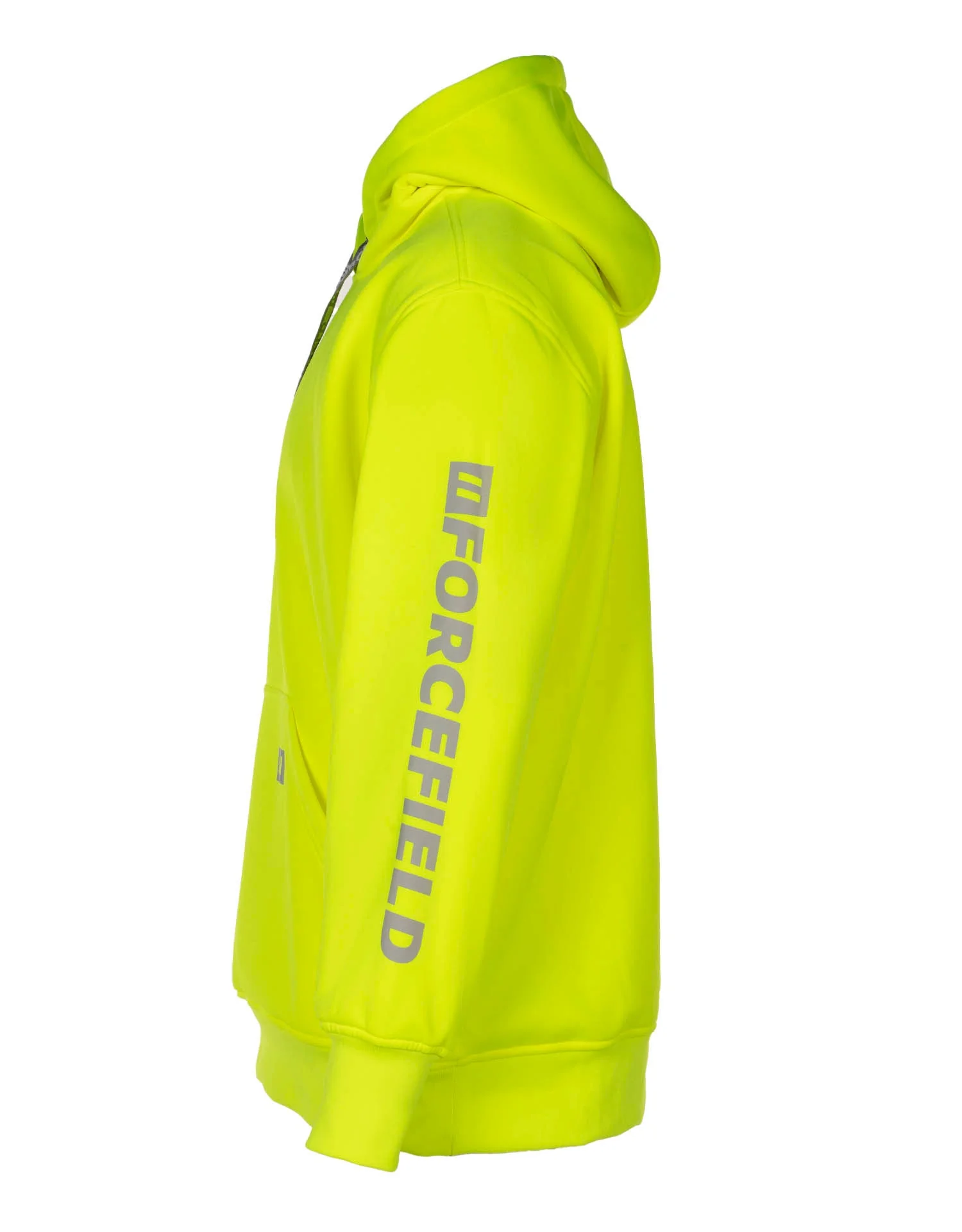 Forcefield Hi Vis Lime Pullover Forcefield Logo Sleeve Graphic Hoodie - Image 3
