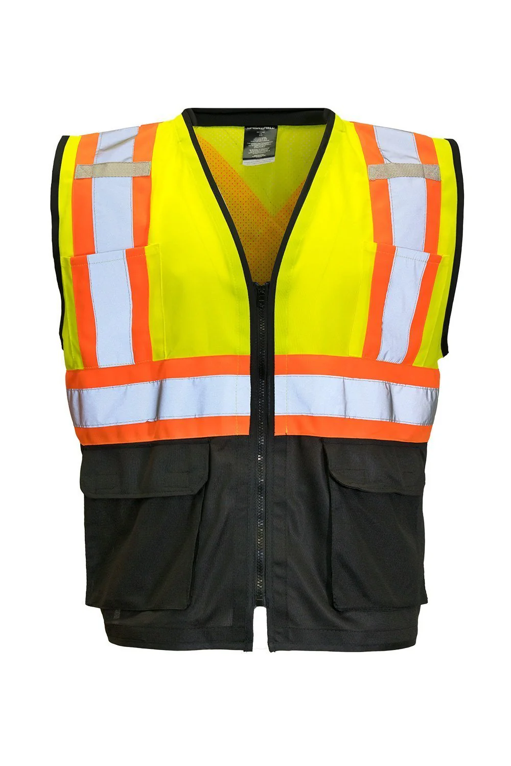 Forcefield Custom Printed Hi Vis Traffic Safety Vest with Zipper Front, Tricot Polyester - Image 3