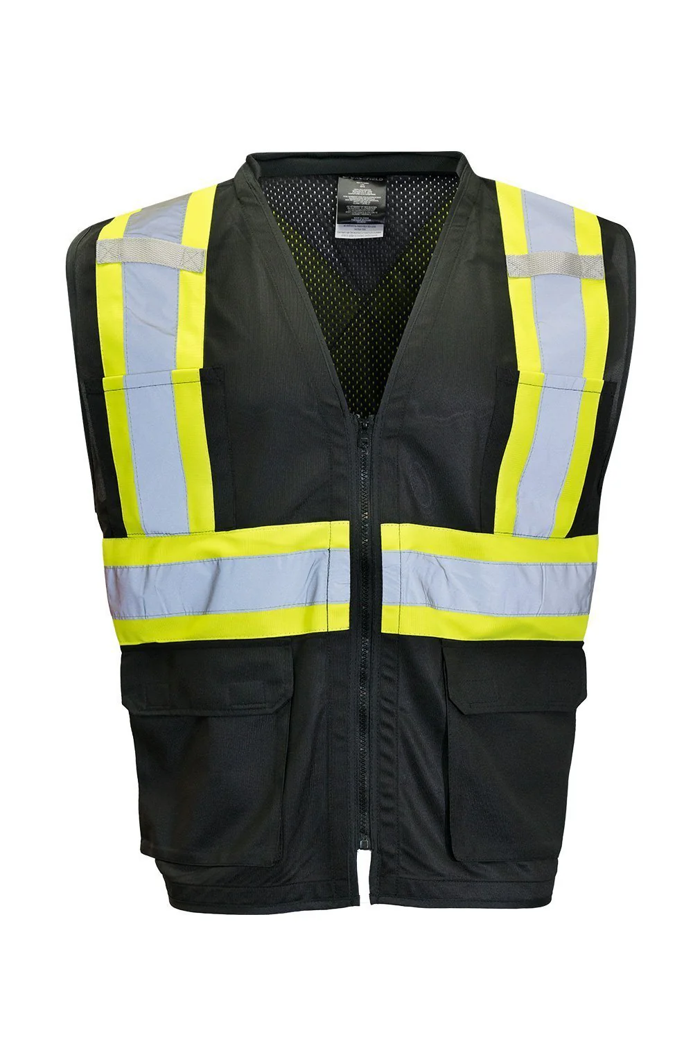 Forcefield Custom Printed Hi Vis Traffic Safety Vest with Zipper Front, Tricot Polyester - Image 6