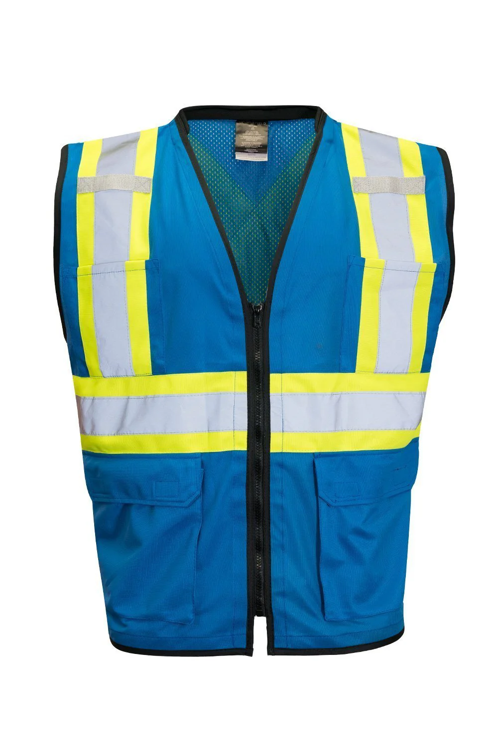 Forcefield Custom Printed Hi Vis Traffic Safety Vest with Zipper Front, Tricot Polyester - Image 7