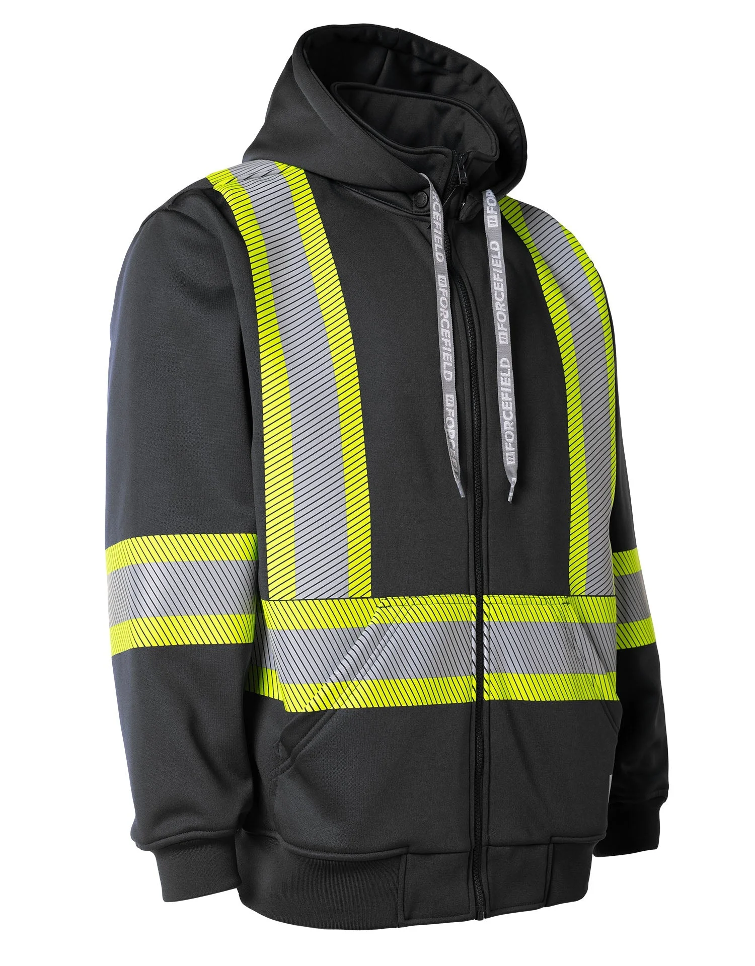 Forcefield Deluxe Hi Vis Safety Hoodie with Segmented Reflective Tape and Detachable Hood - Image 2
