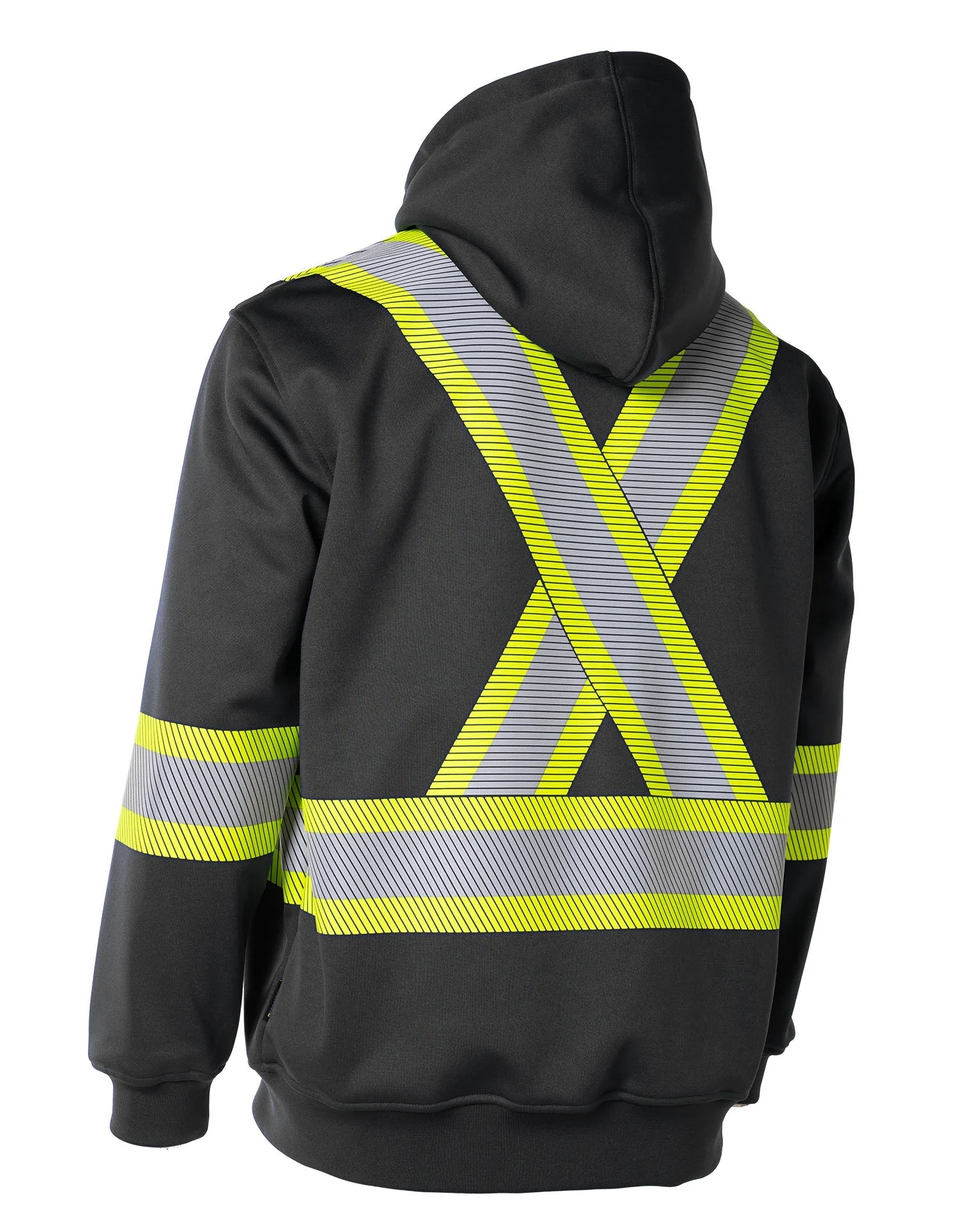 Forcefield Deluxe Hi Vis Safety Hoodie with Segmented Reflective Tape and Detachable Hood - Image 3