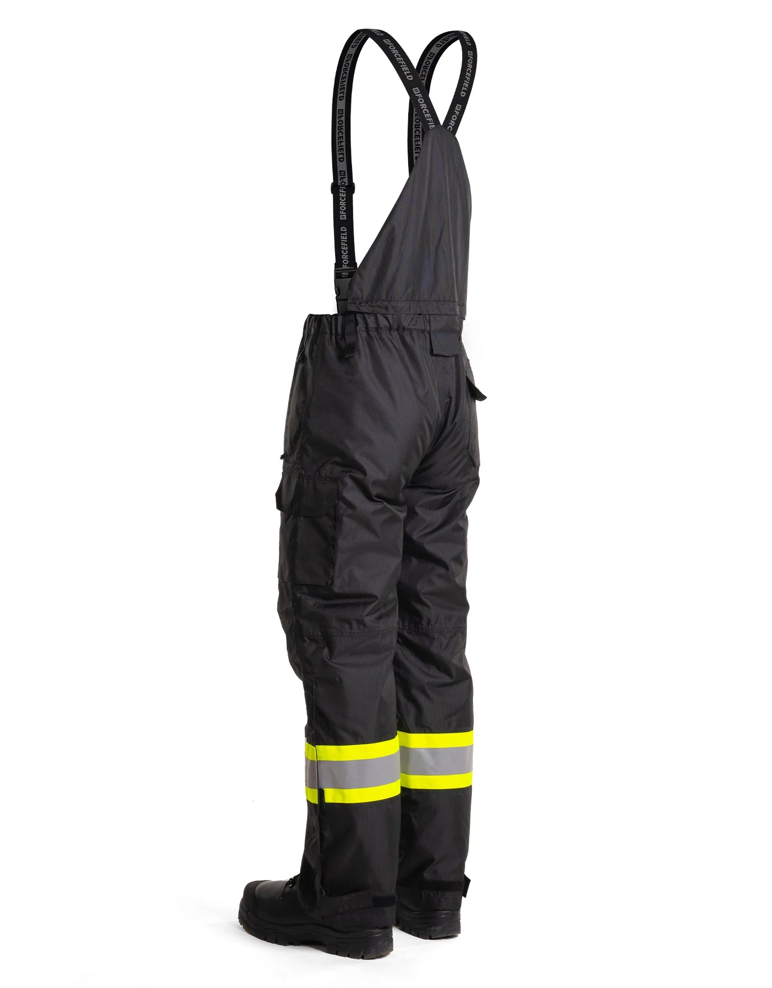 Forcefield Hi-Vis Black Flame-Resistant (FR) Ripstop Light Weight Bib Pants - Image 2