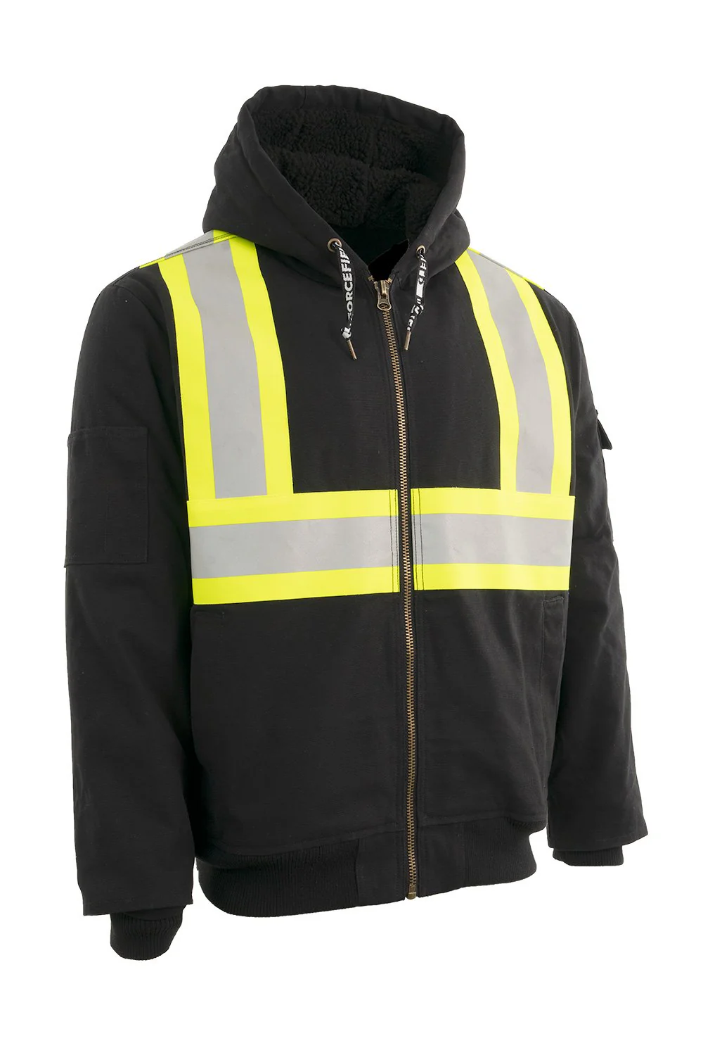 Forcefield Hi Vis Canvas Safety Work Jacket with Sherpa Liner - Image 2