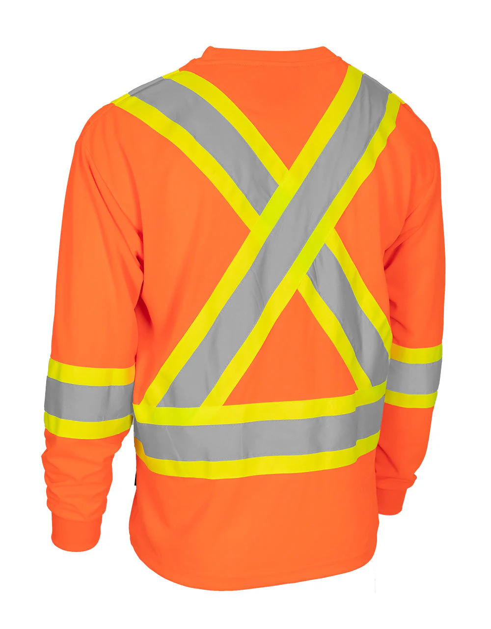 Forcefield Hi Vis Crew Neck Long Sleeve Safety Tee with Chest Pocket - Image 6