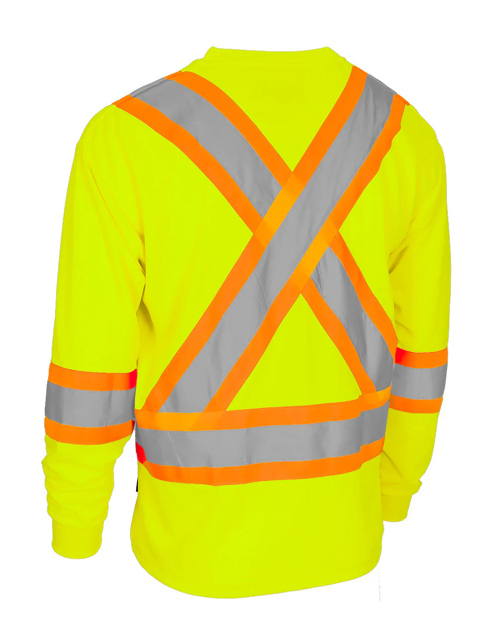 Forcefield Hi Vis Crew Neck Long Sleeve Safety Tee with Chest Pocket - Image 7