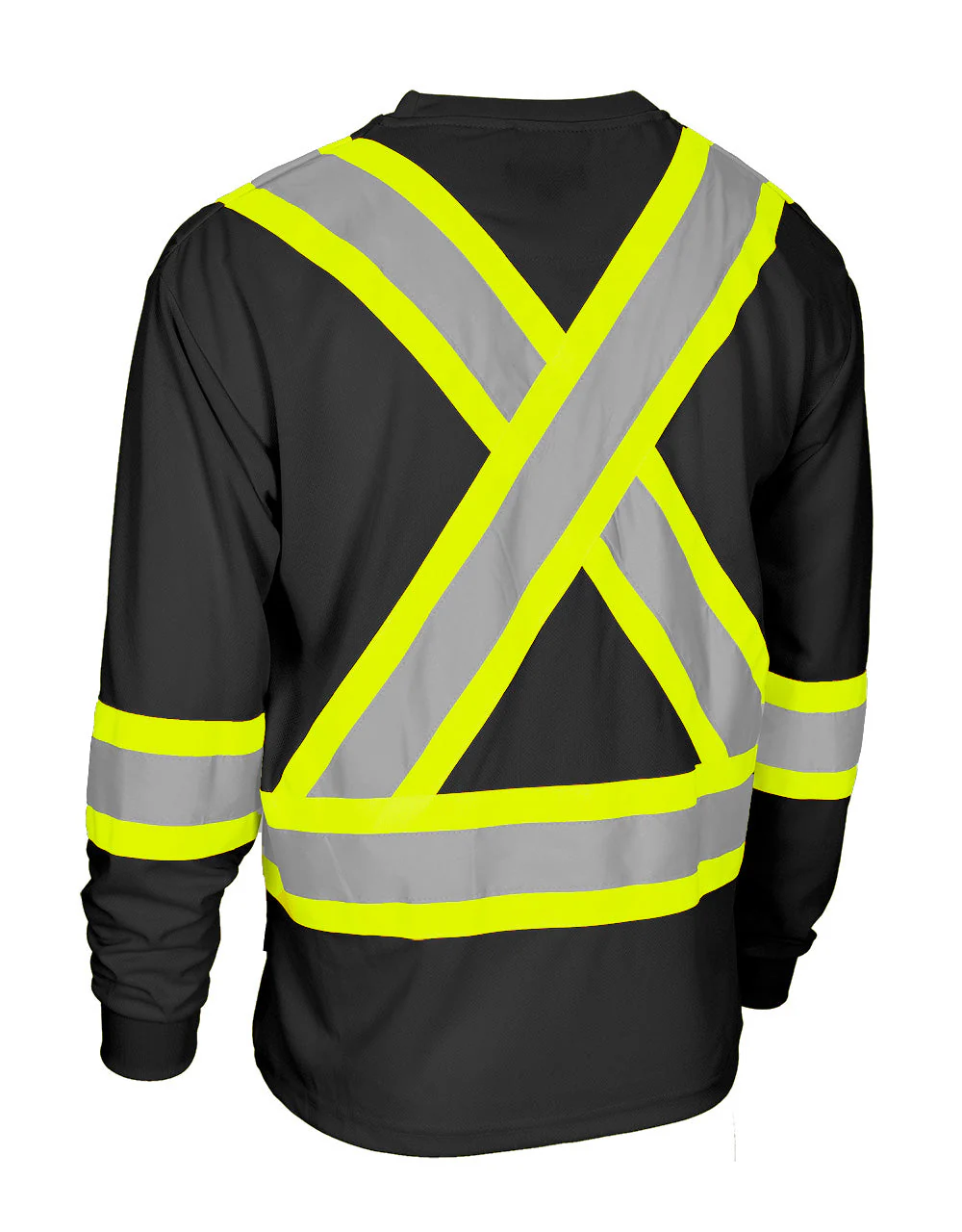 Forcefield Hi Vis Crew Neck Long Sleeve Safety Tee with Chest Pocket - Image 8