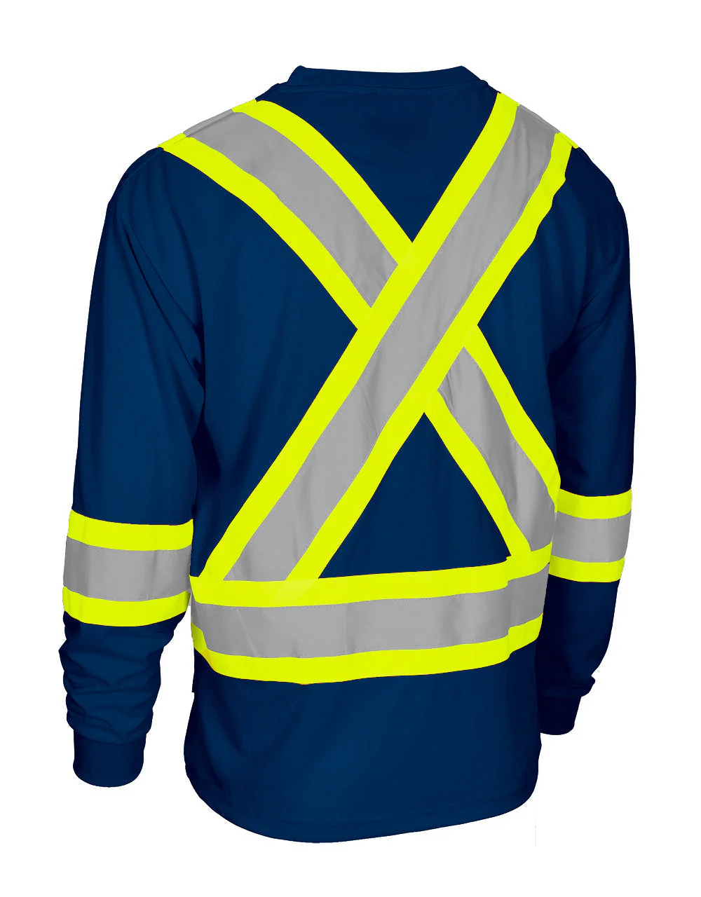 Forcefield Hi Vis Crew Neck Long Sleeve Safety Tee with Chest Pocket - Image 9