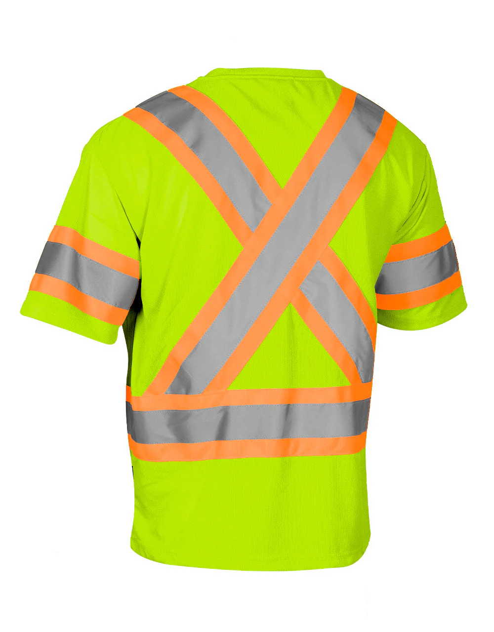 Forcefield Hi Vis Crew Neck Short Sleeve Safety Tee Shirt with Chest Pocket and Arm Bands - Image 3