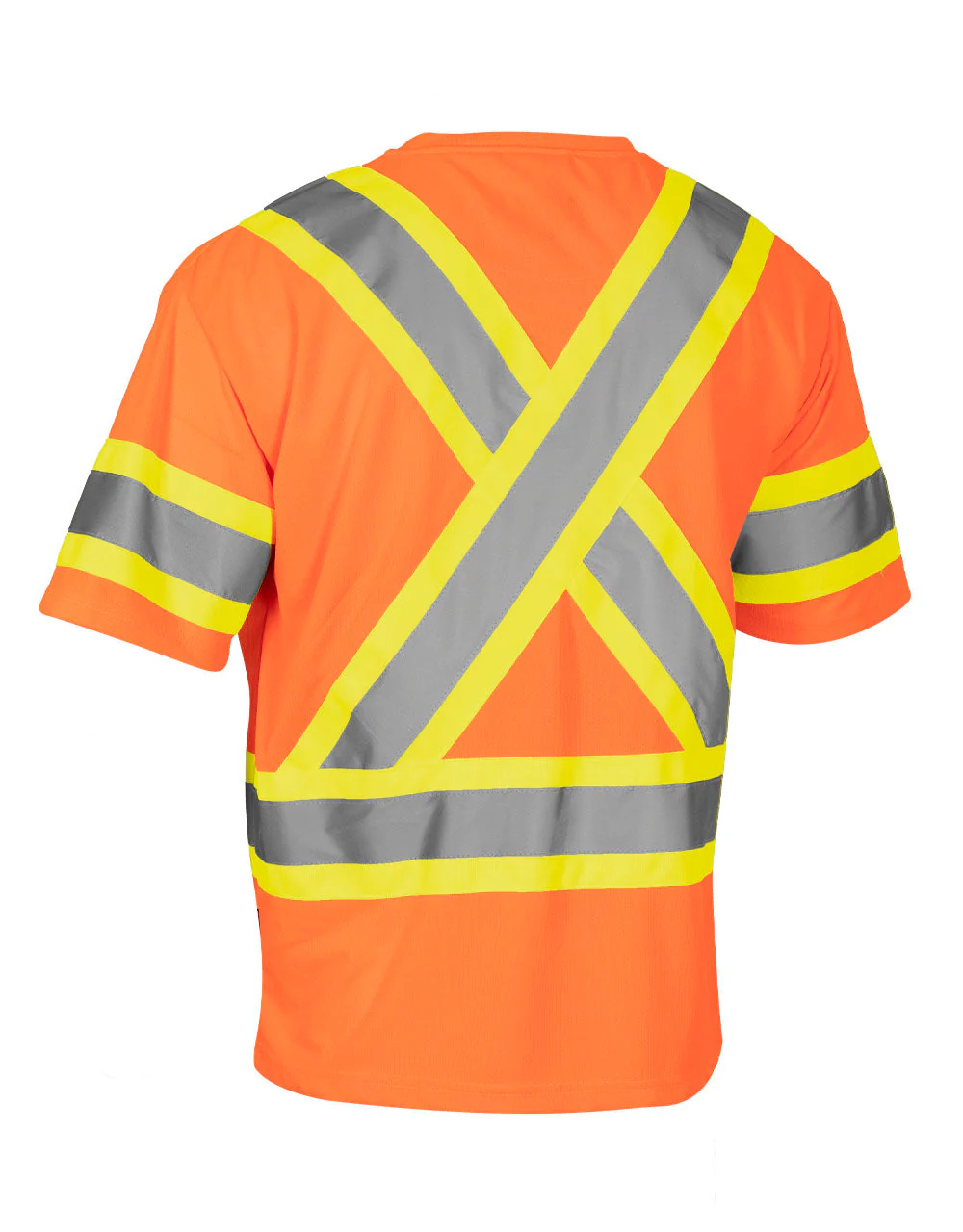 Forcefield Hi Vis Crew Neck Short Sleeve Safety Tee Shirt with Chest Pocket and Arm Bands - Image 5