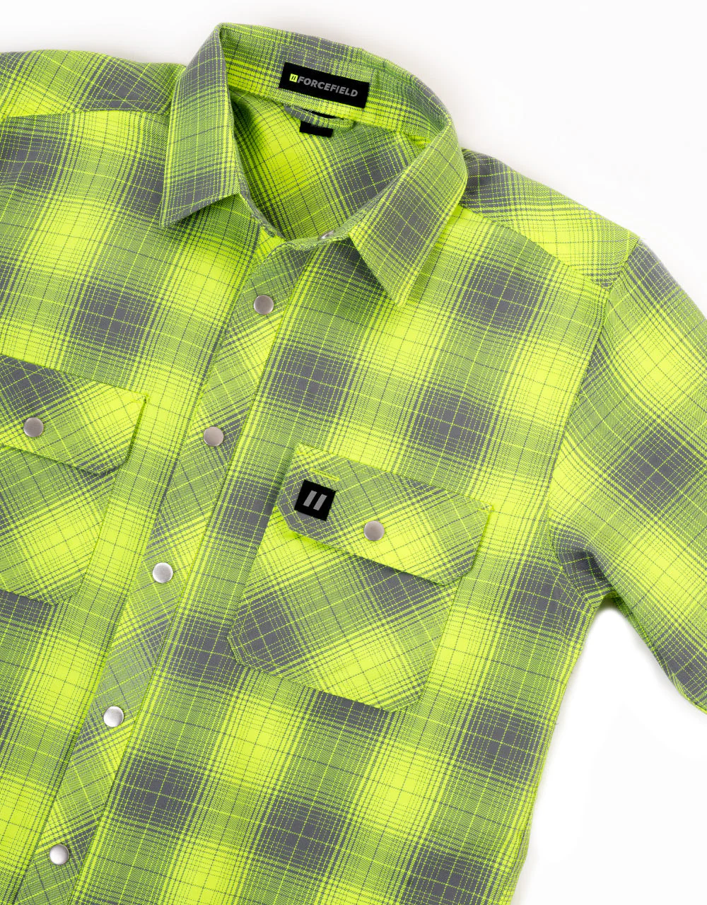 Forcefield Hi Vis Grey Shadow Plaid Unlined Flannel Shirt - Image 2