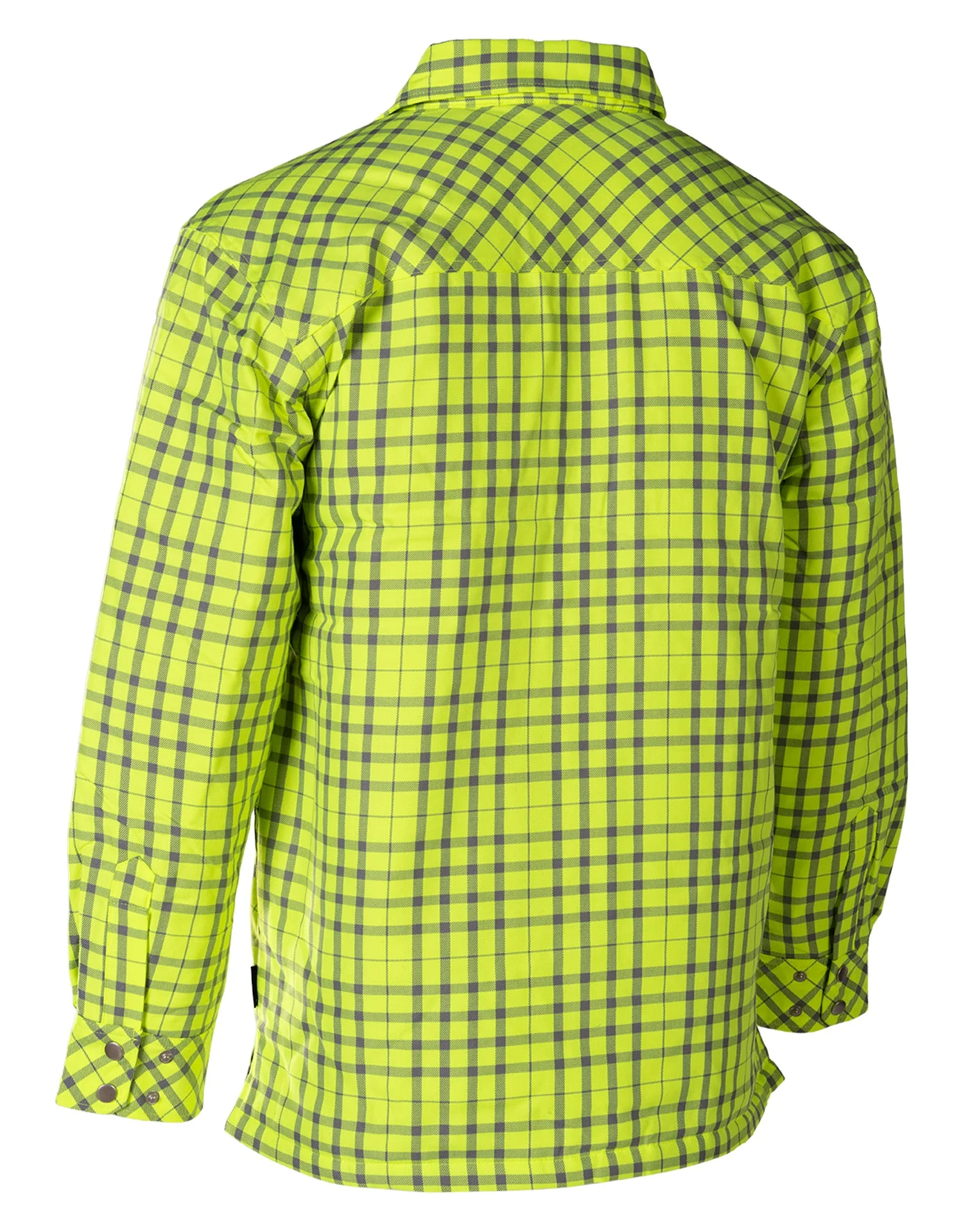 Forcefield Hi Vis Lime/Sliver Micro Plaid Quilted Flannel Shirt Jacket - Image 3