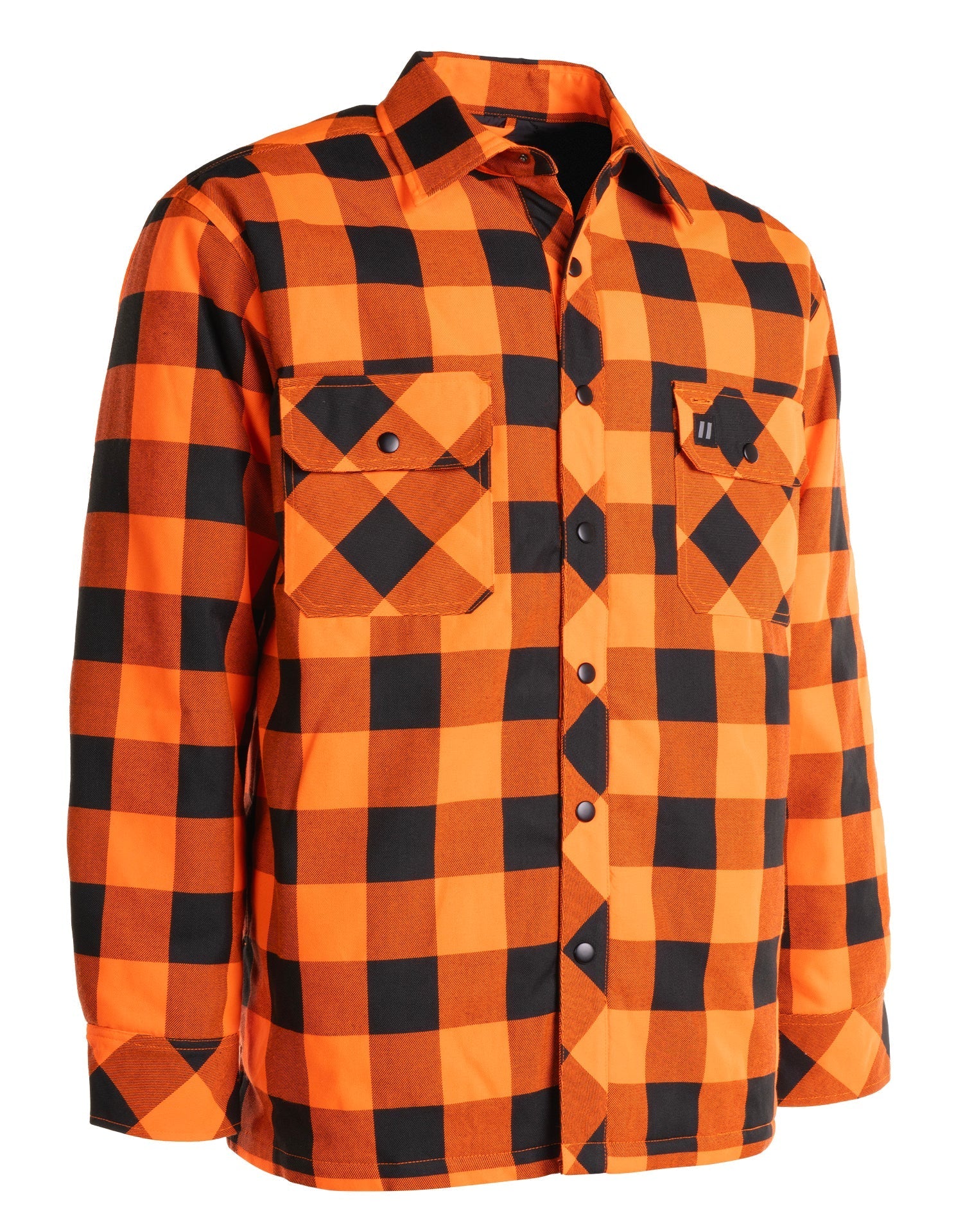 Forcefield Hi Vis Orange/Black Buffalo Plaid Quilted Flannel Shirt Jacket - Image 2
