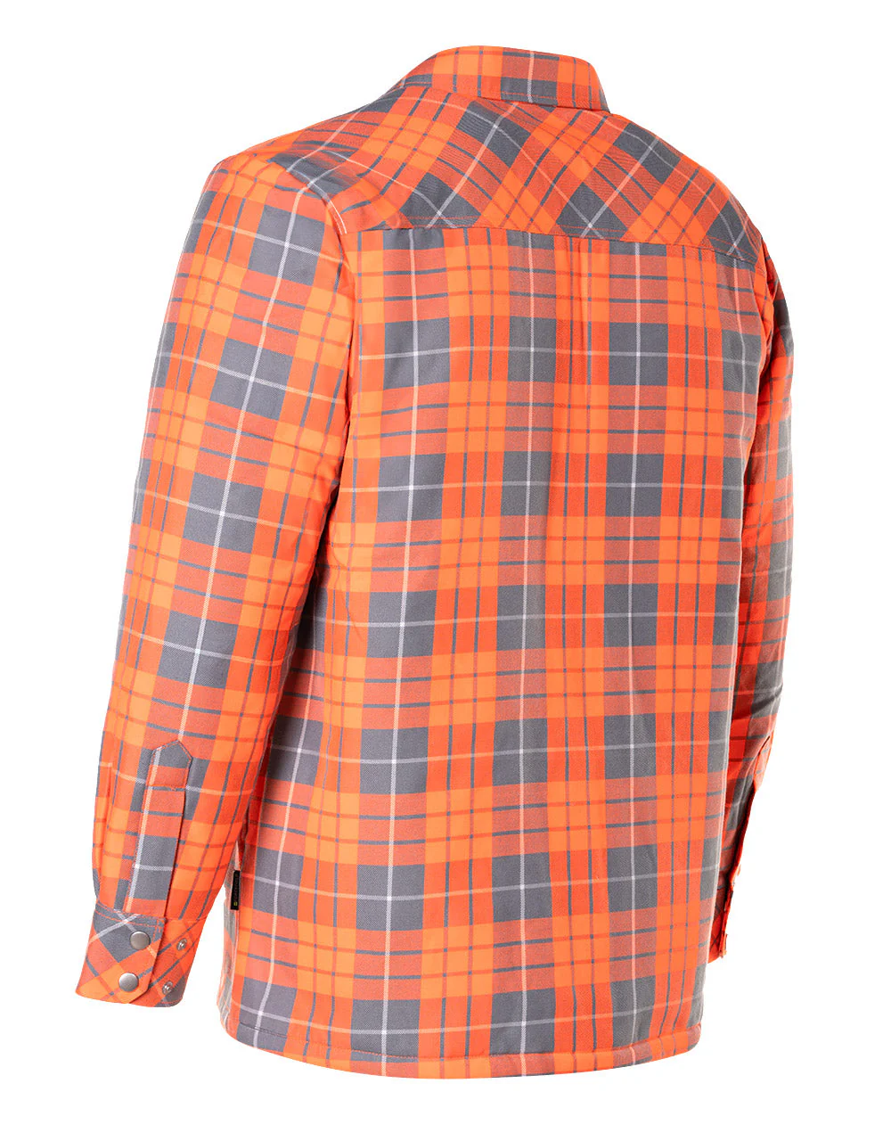 Forcefield Hi Vis Orange Plaid Quilted Flannel Shirt Jacket with Front Zip - Image 3