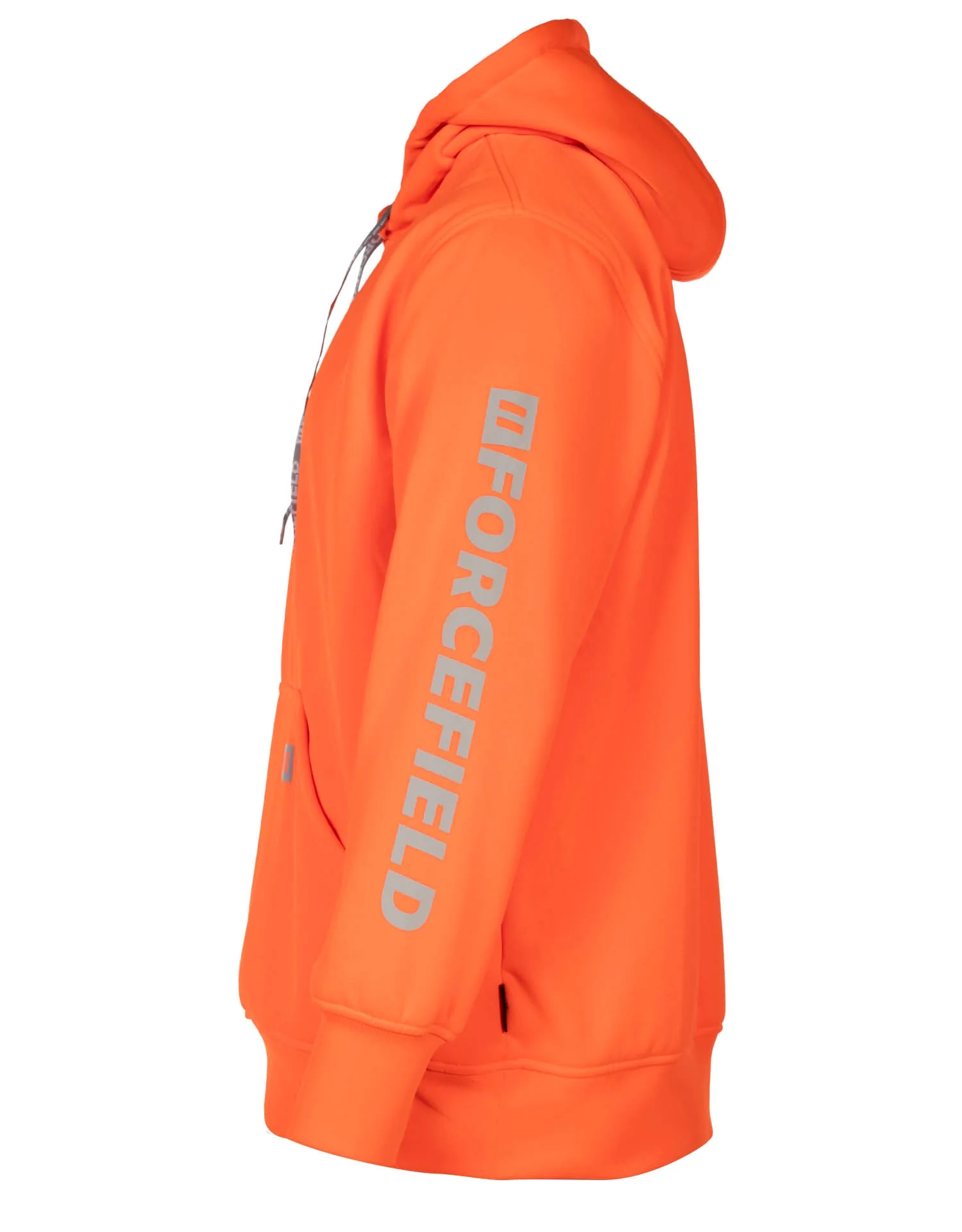 Forcefield Hi Vis Orange Pullover Forcefield Logo Sleeve Graphic Hoodie - Image 3