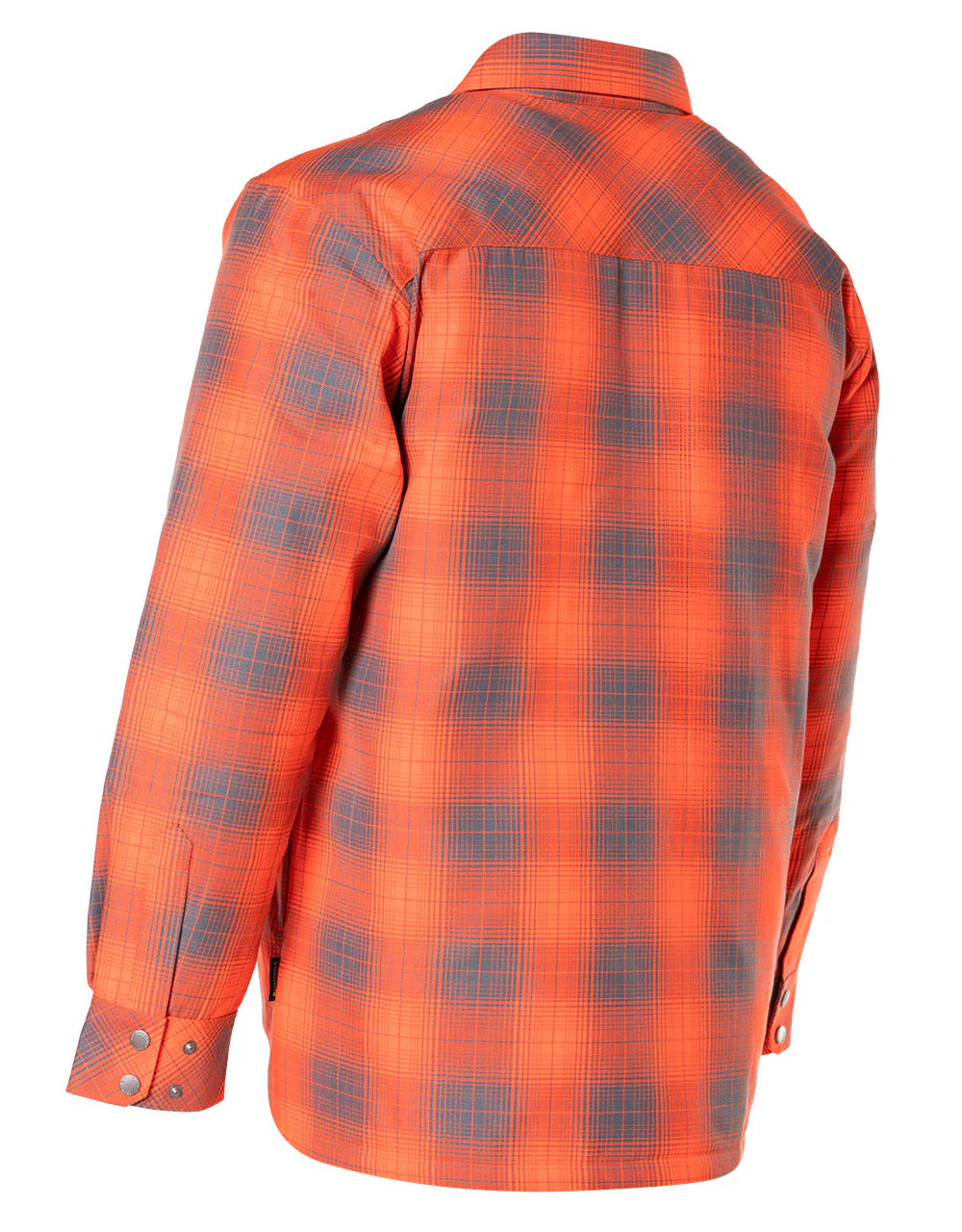 Forcefield Hi Vis Orange Shadow Plaid Quilted Flannel Shirt Jacket - Image 4