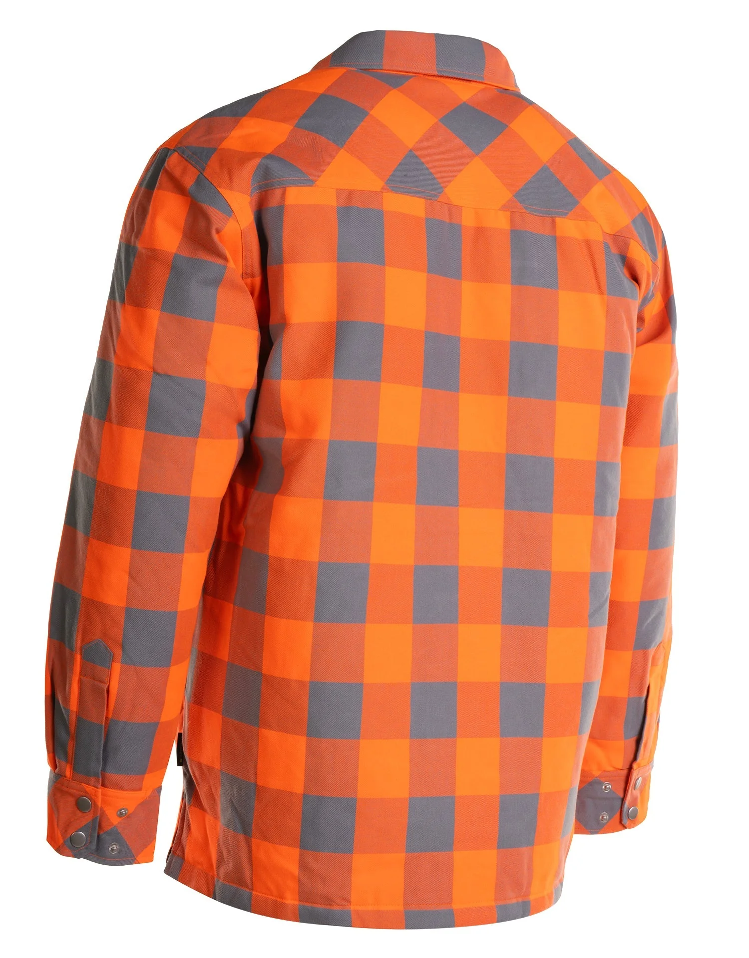 Forcefield Hi Vis Orange/Sliver Buffalo Plaid Quilted Flannel Shirt Jacket - Image 3