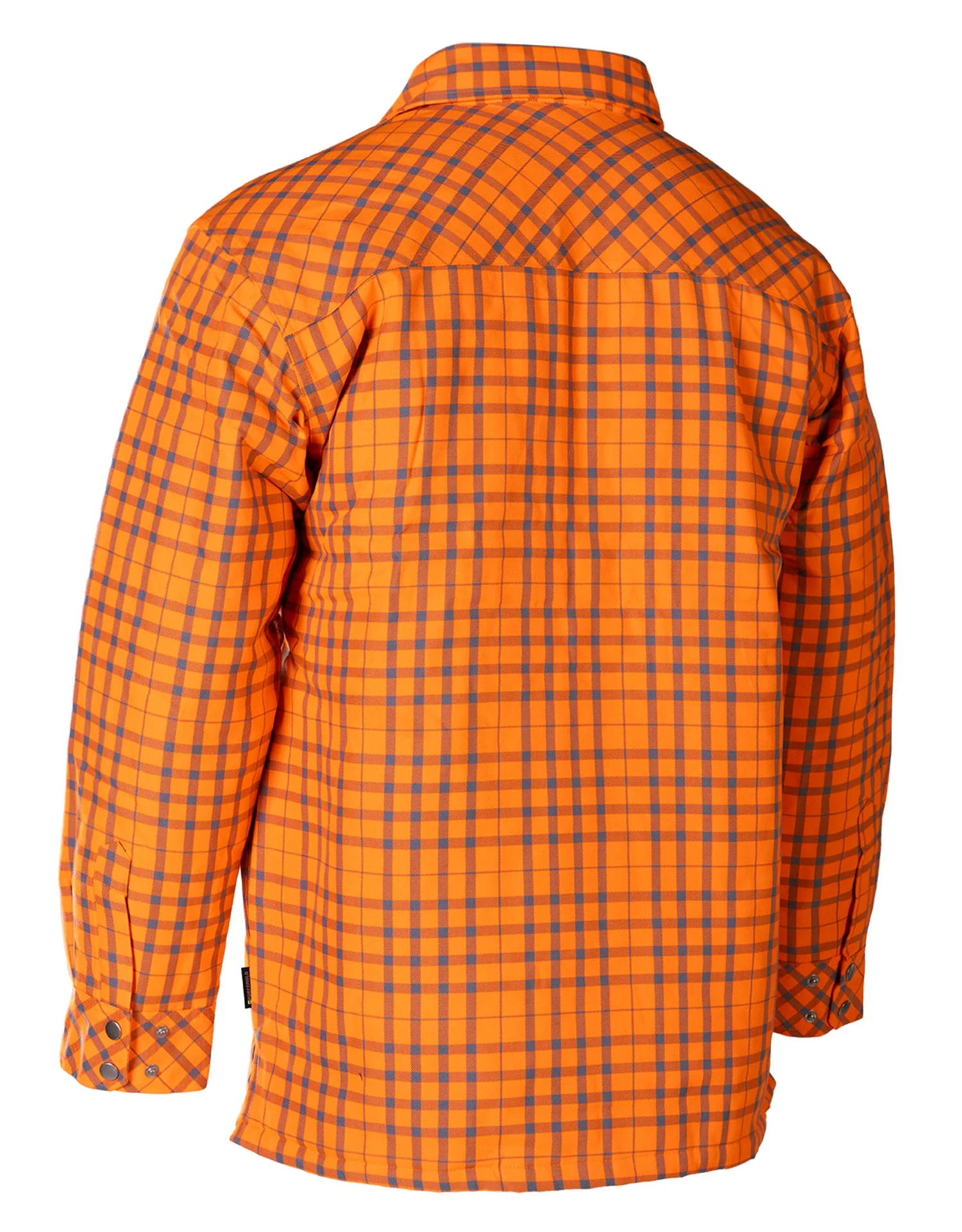 Forcefield Hi Vis Orange/Sliver Micro Plaid Quilted Flannel Shirt Jacket - Image 3