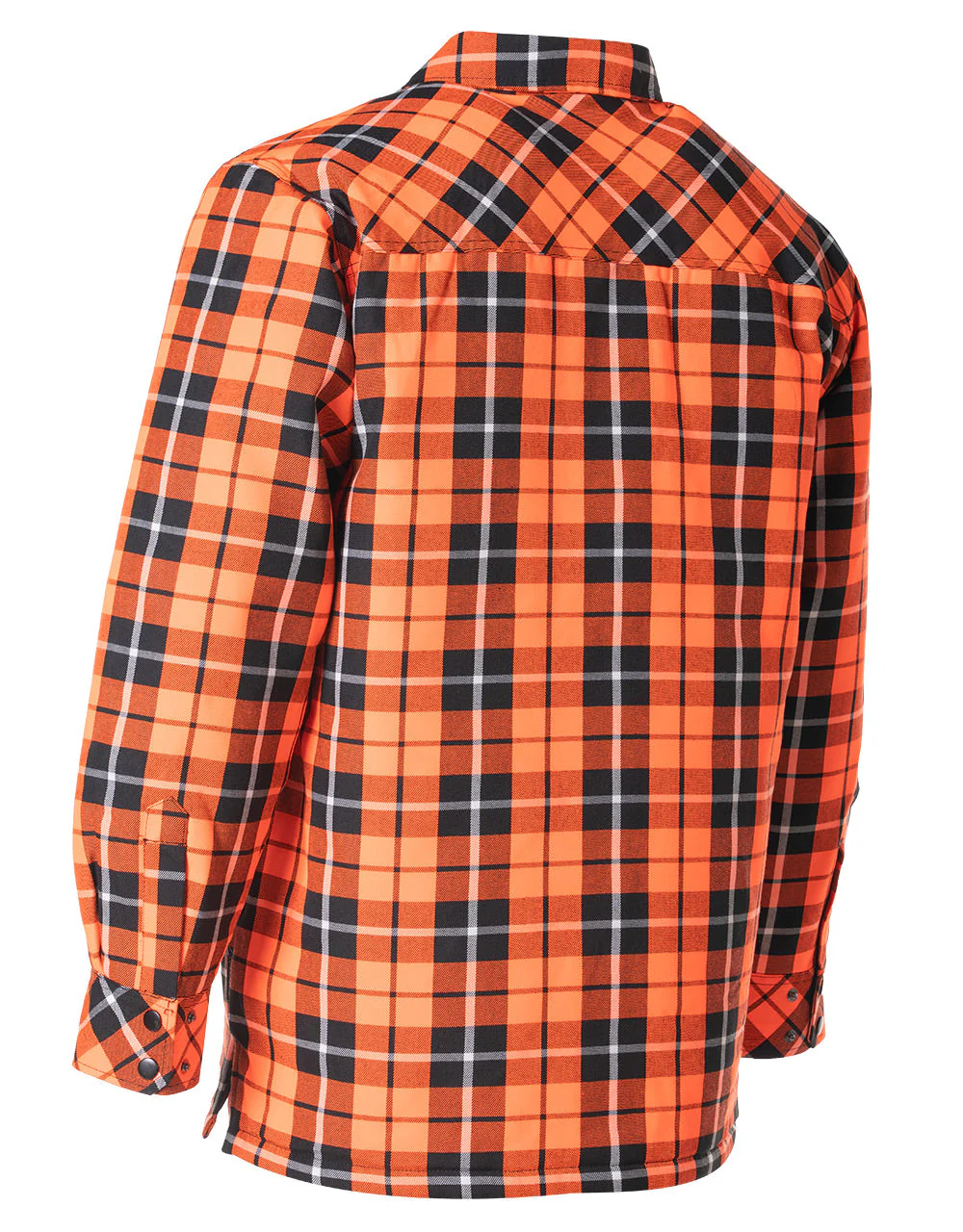 Forcefield Hi Vis Orange Tartan Plaid Quilted Flannel Shirt Jacket with Front Zip - Image 4