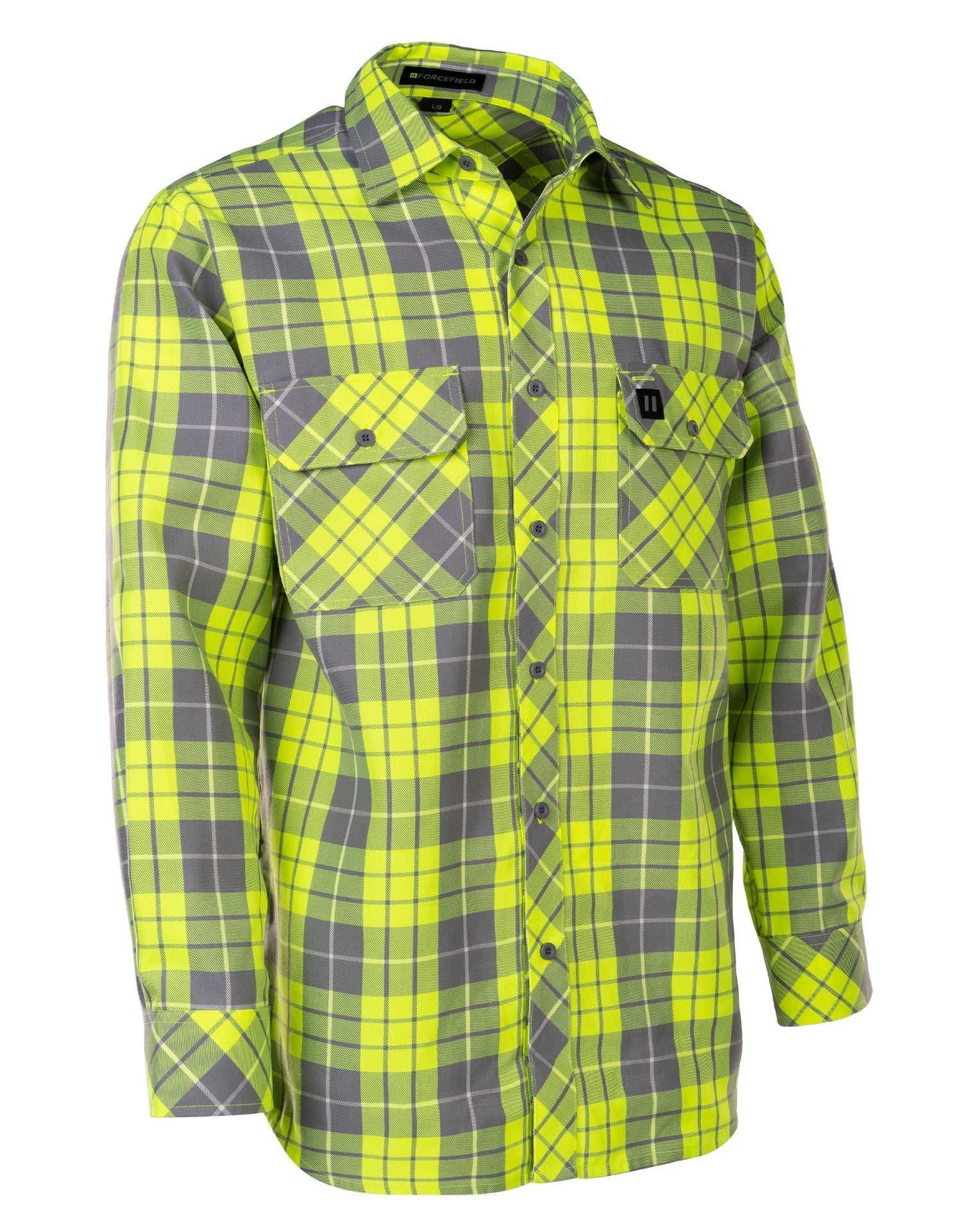 Forcefield Hi Vis Plaid Button-Down Unlined Flannel Shirt