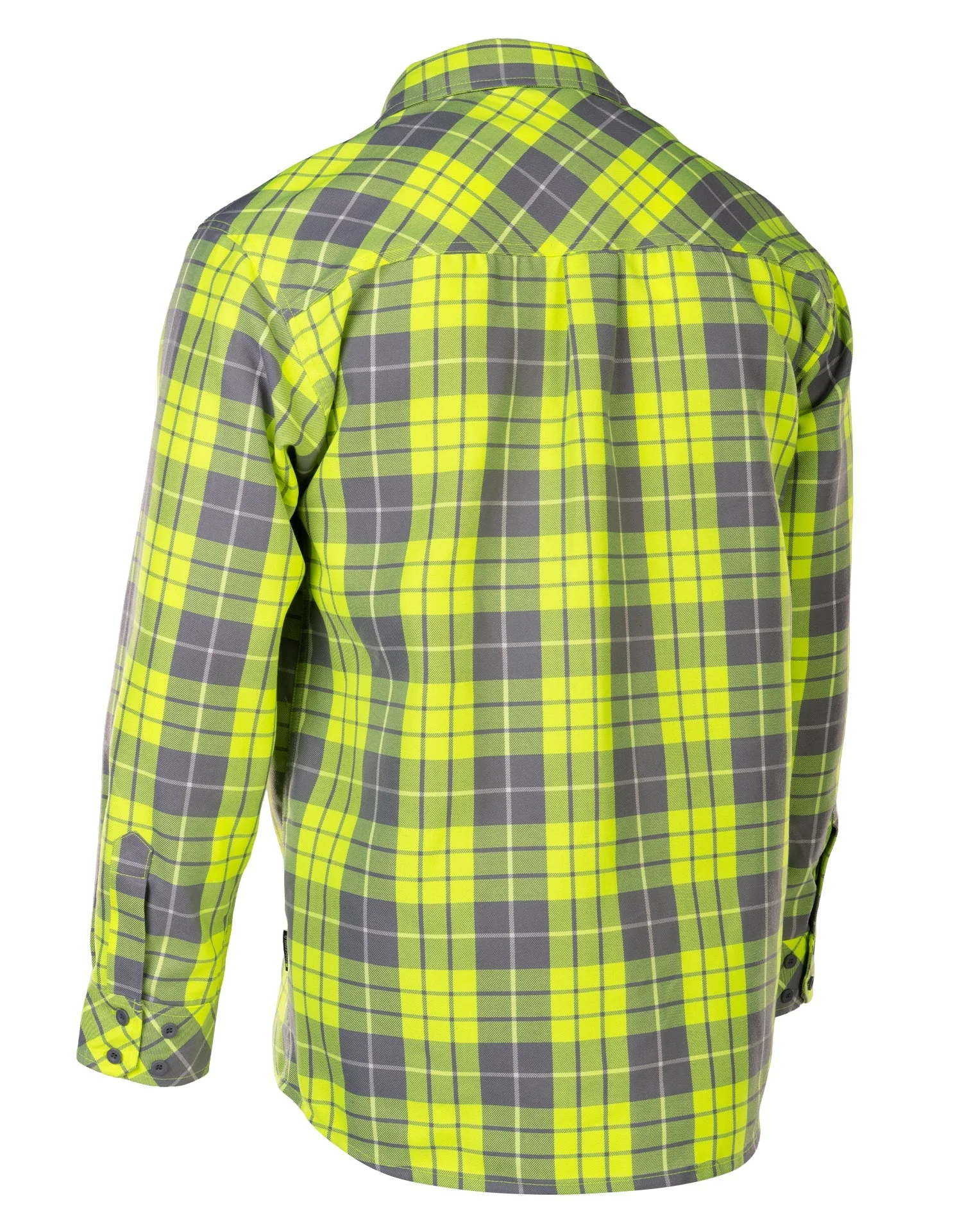 Forcefield Hi Vis Plaid Button-Down Unlined Flannel Shirt - Image 3
