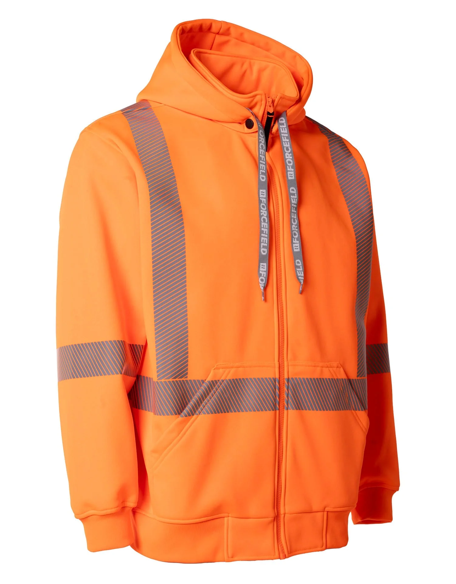 Forcefield Hi Vis Safety Hoodie with Segmented Reflective Tape and Detachable Hood