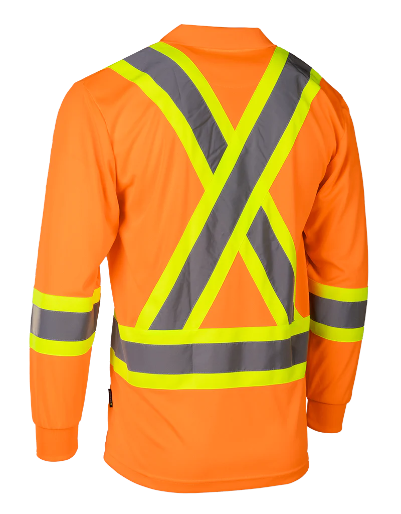 Forcefield Hi Vis Safety Long Sleeve Polo Tee - Image 2