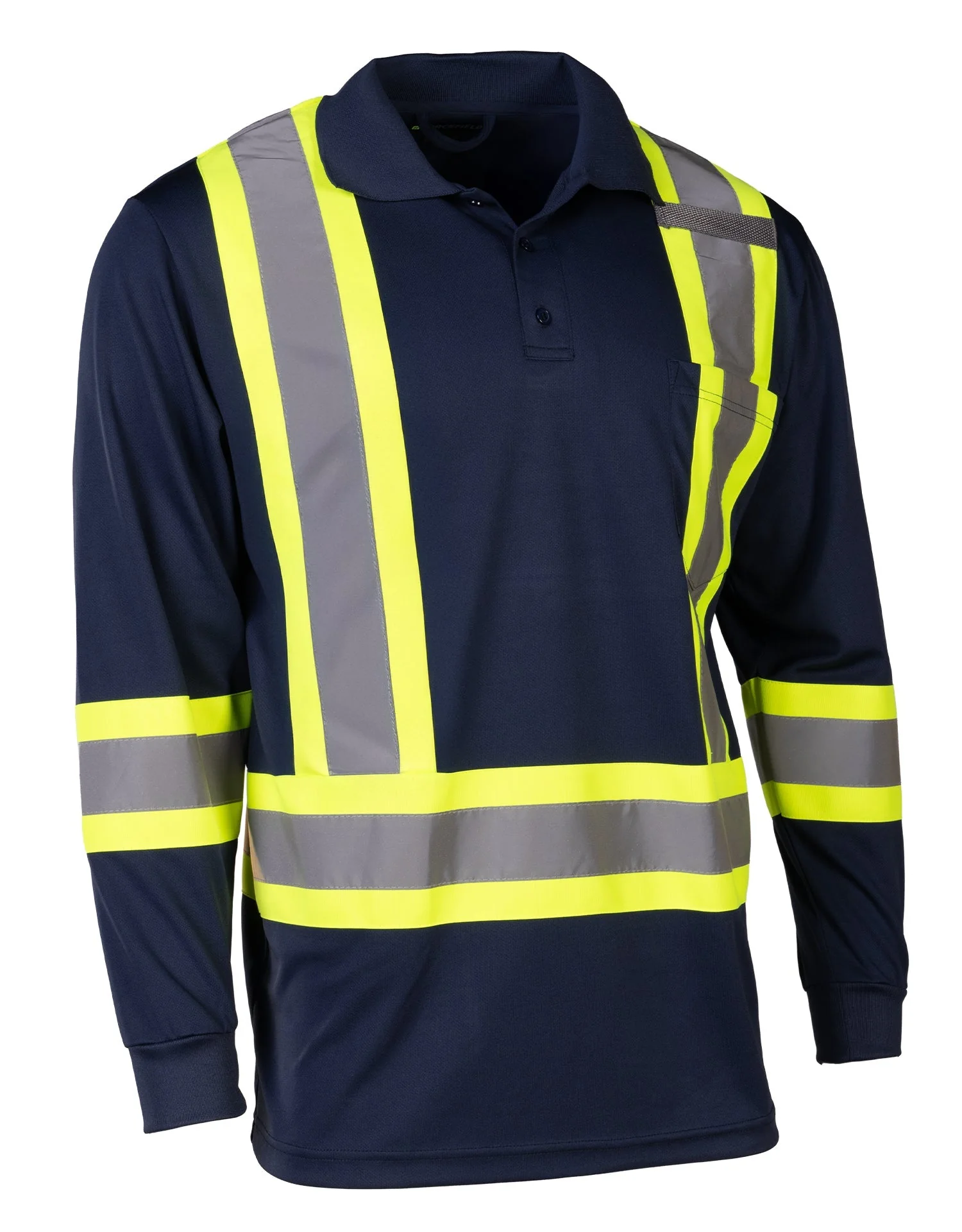 Forcefield Hi Vis Safety Long Sleeve Polo Tee - Image 3