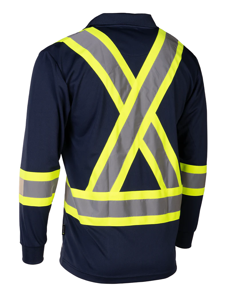 Forcefield Hi Vis Safety Long Sleeve Polo Tee - Image 4