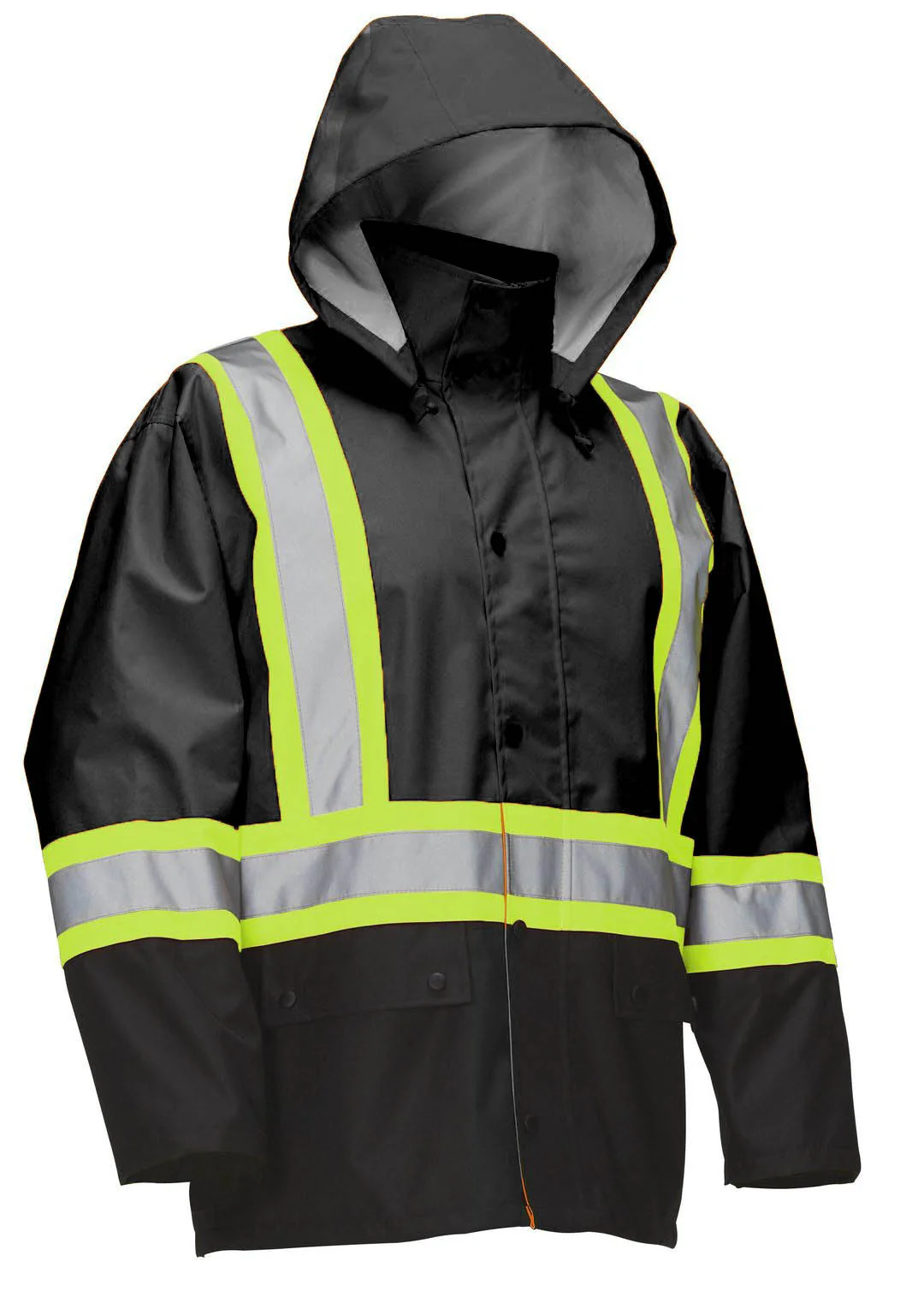 Forcefield Hi Vis Safety Rain Jacket with Snap-Off Hood - Image 3