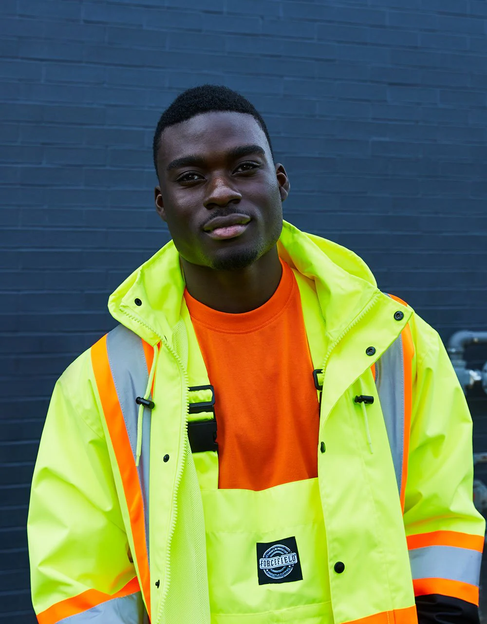 Forcefield Hi Vis Safety Rain Jacket with Snap-Off Hood - Image 7