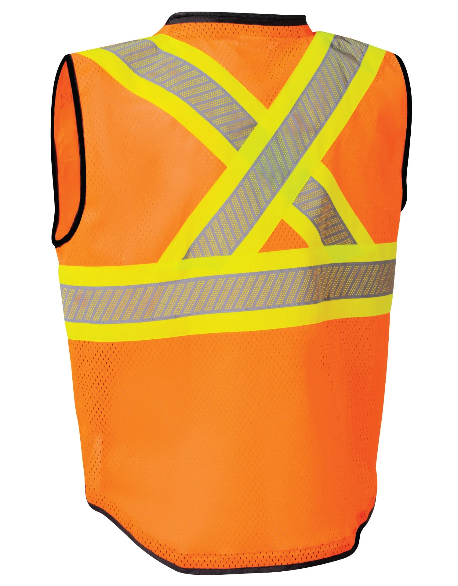 Forcefield Hi-Vis Safety Vest with Zipper Frontand Perforated Reflective Tape - Image 2