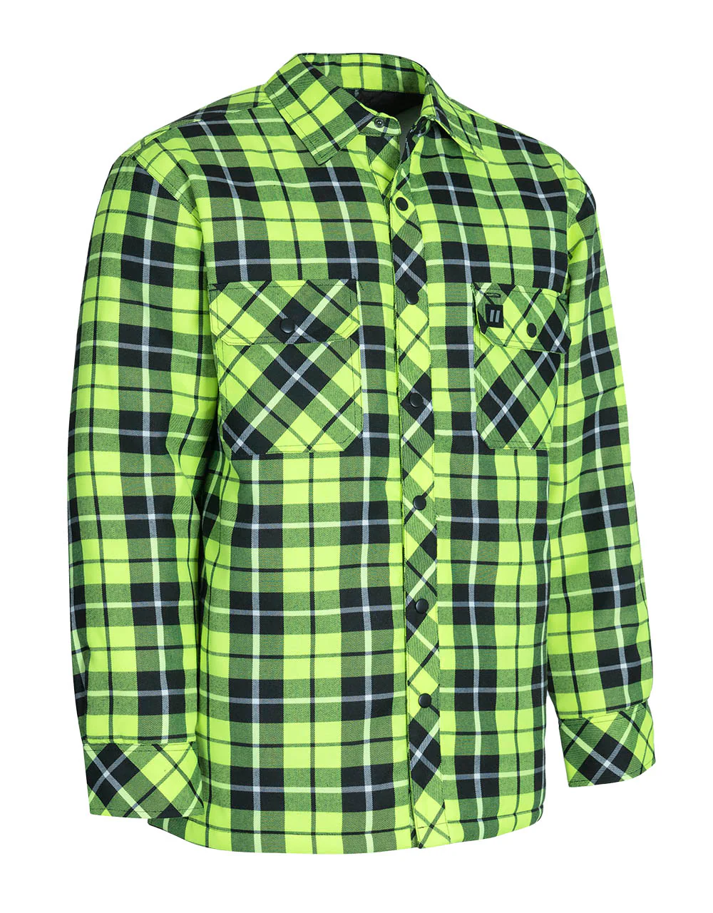 Forcefield Hi Vis Tartan Plaid Quilt-Lined Flannel Shirt Jacket