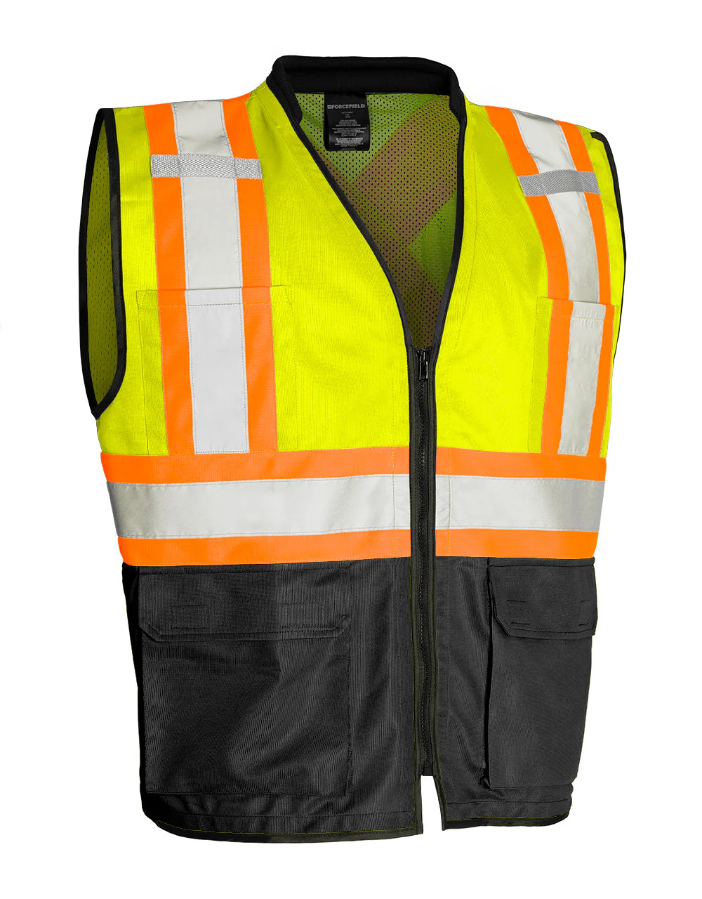 Forcefield Hi Vis Traffic Safety Vest with Zipper Front, Tricot Polyester - Image 2