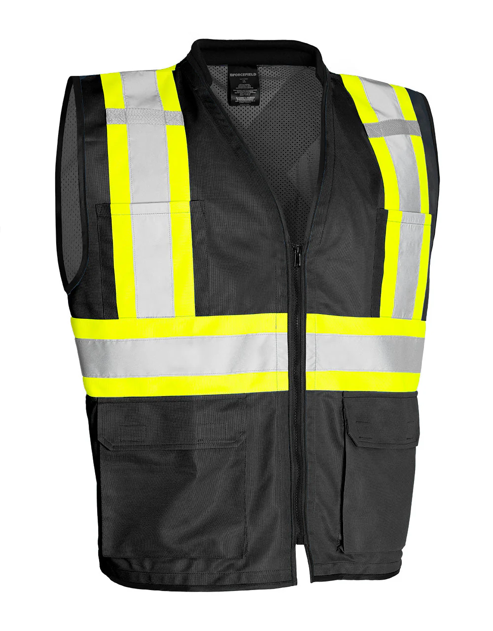 Forcefield Hi Vis Traffic Safety Vest with Zipper Front, Tricot Polyester - Image 3