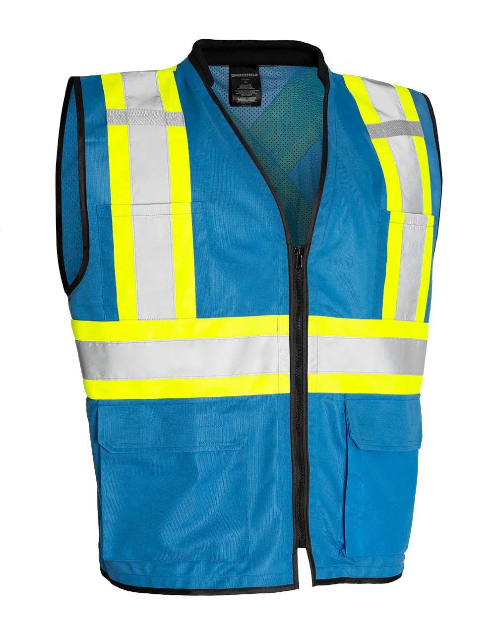 Forcefield Hi Vis Traffic Safety Vest with Zipper Front, Tricot Polyester - Image 5