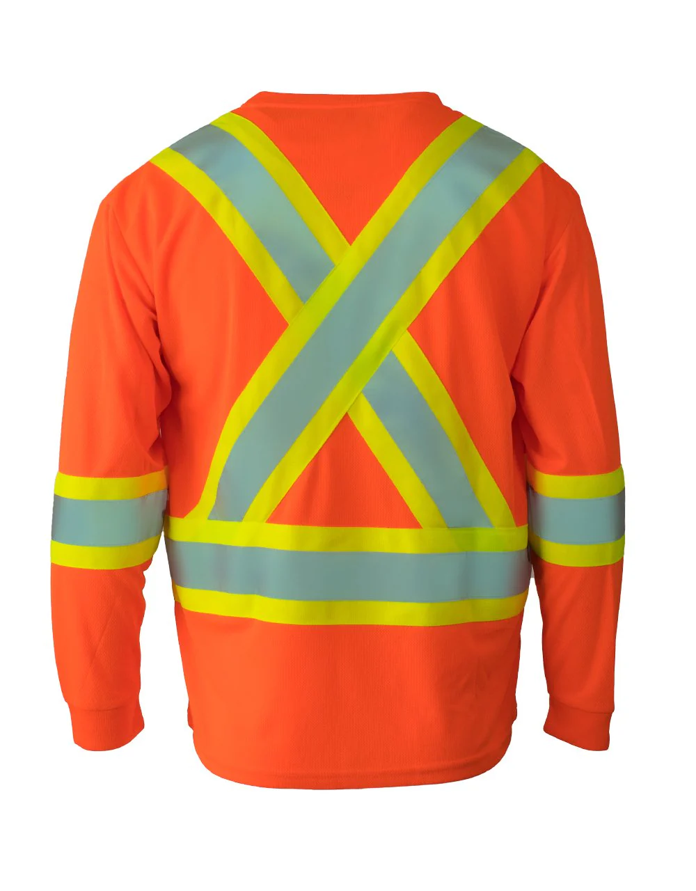 Forcefield Hi Vis V-Neck Long Sleeve Safety Tee with Chest Pocket - Image 5