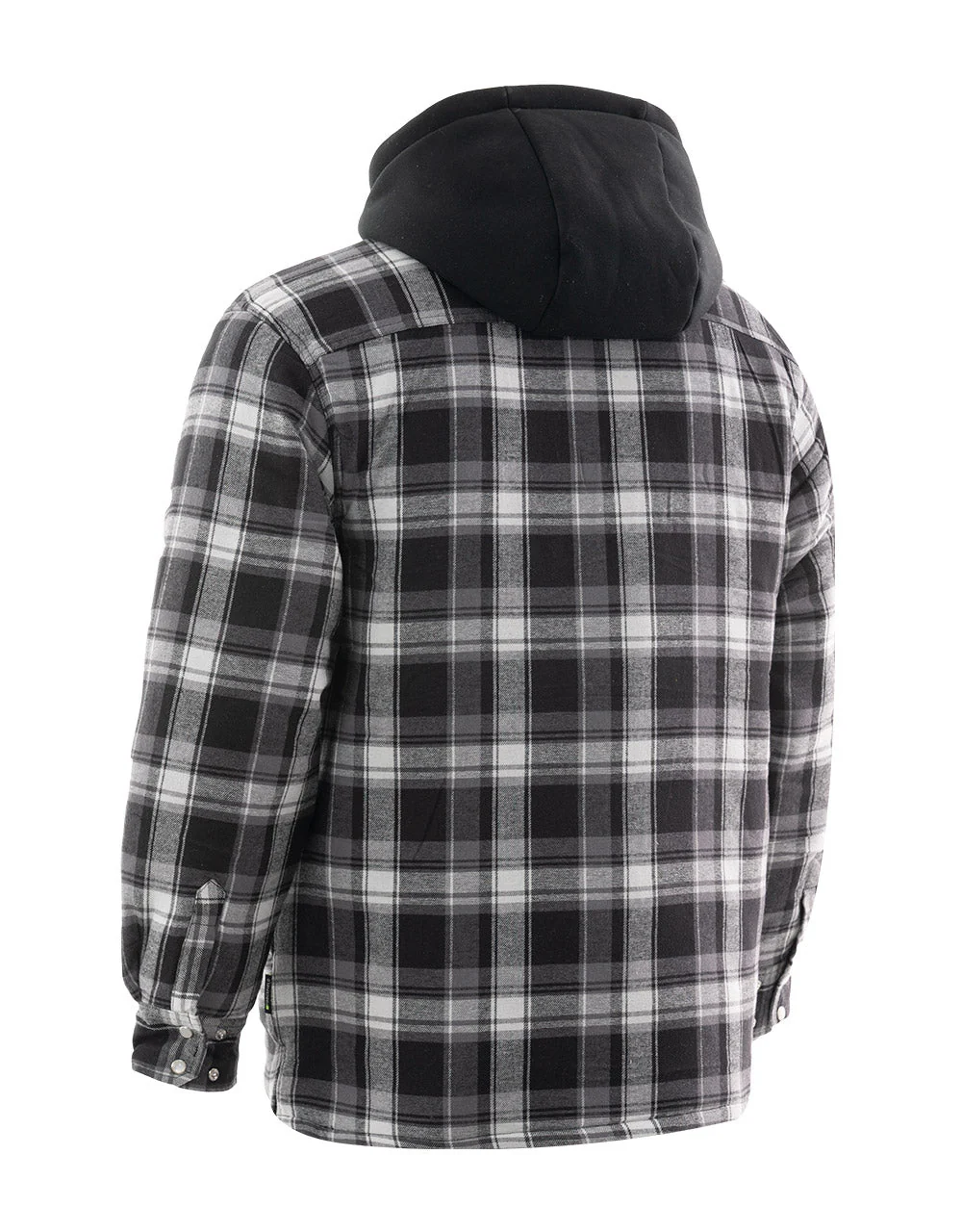 Forcefield Grey Hooded Plaid Quilt-Lined Flannel Shirt Jacket - Image 2