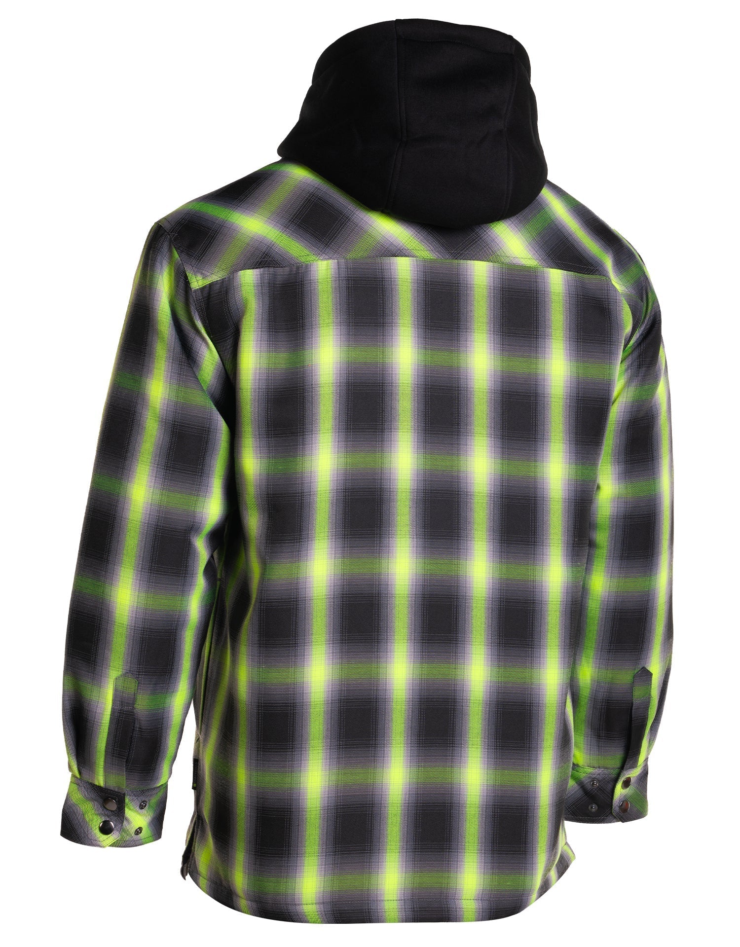 Forcefield Lime Ombre Plaid Hooded Quilt-lined Shirt Jacket - Image 4