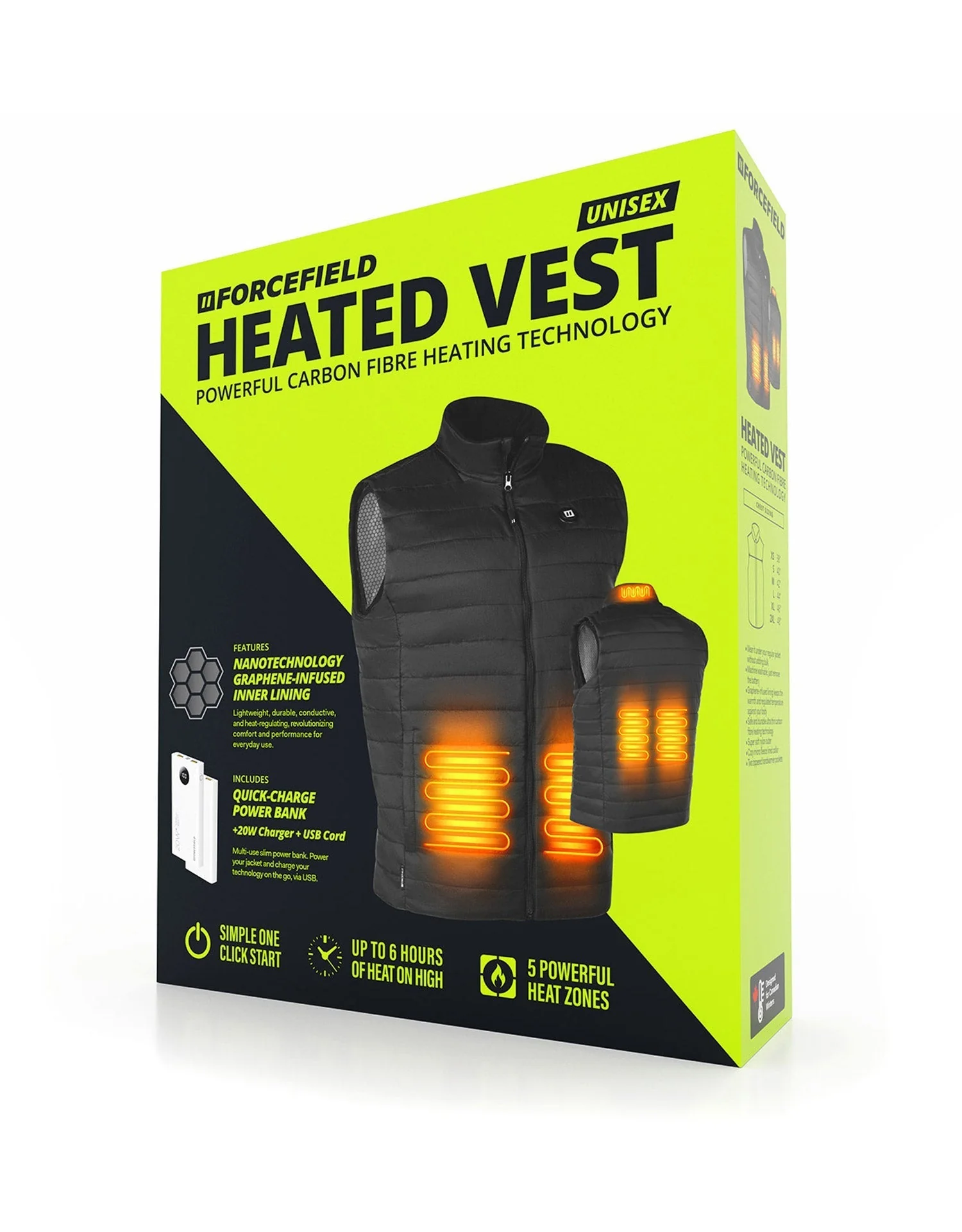 Forcefield Unisex Lightweight Heated Vest with New Graphene-Infused Inner Lining (Battery Included) - Image 3