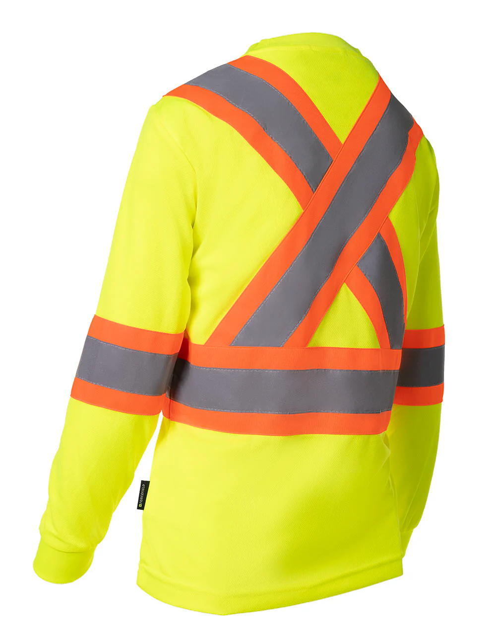 Forcefield Women's Hi Vis Crew Neck Long Sleeve Safety Tee Shirt with Chest Pocket - Image 6