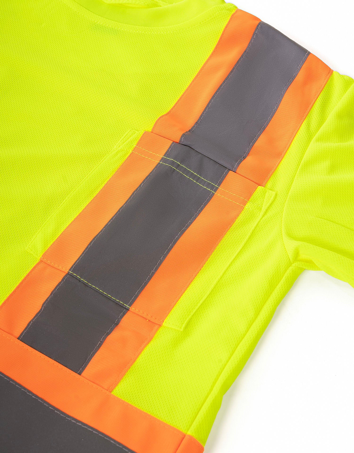Forcefield Women's Hi Vis Crew Neck Long Sleeve Safety Tee Shirt with Chest Pocket - Image 7