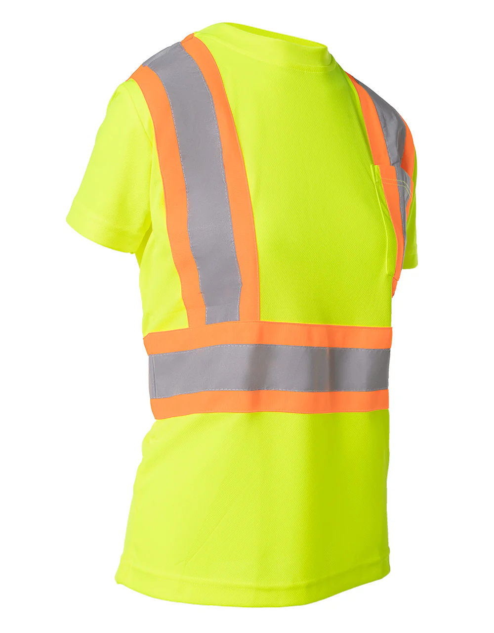 Forcefield Women's Hi Vis Crew Neck Short Sleeve Safety Tee Shirt with Chest Pocket - Image 5
