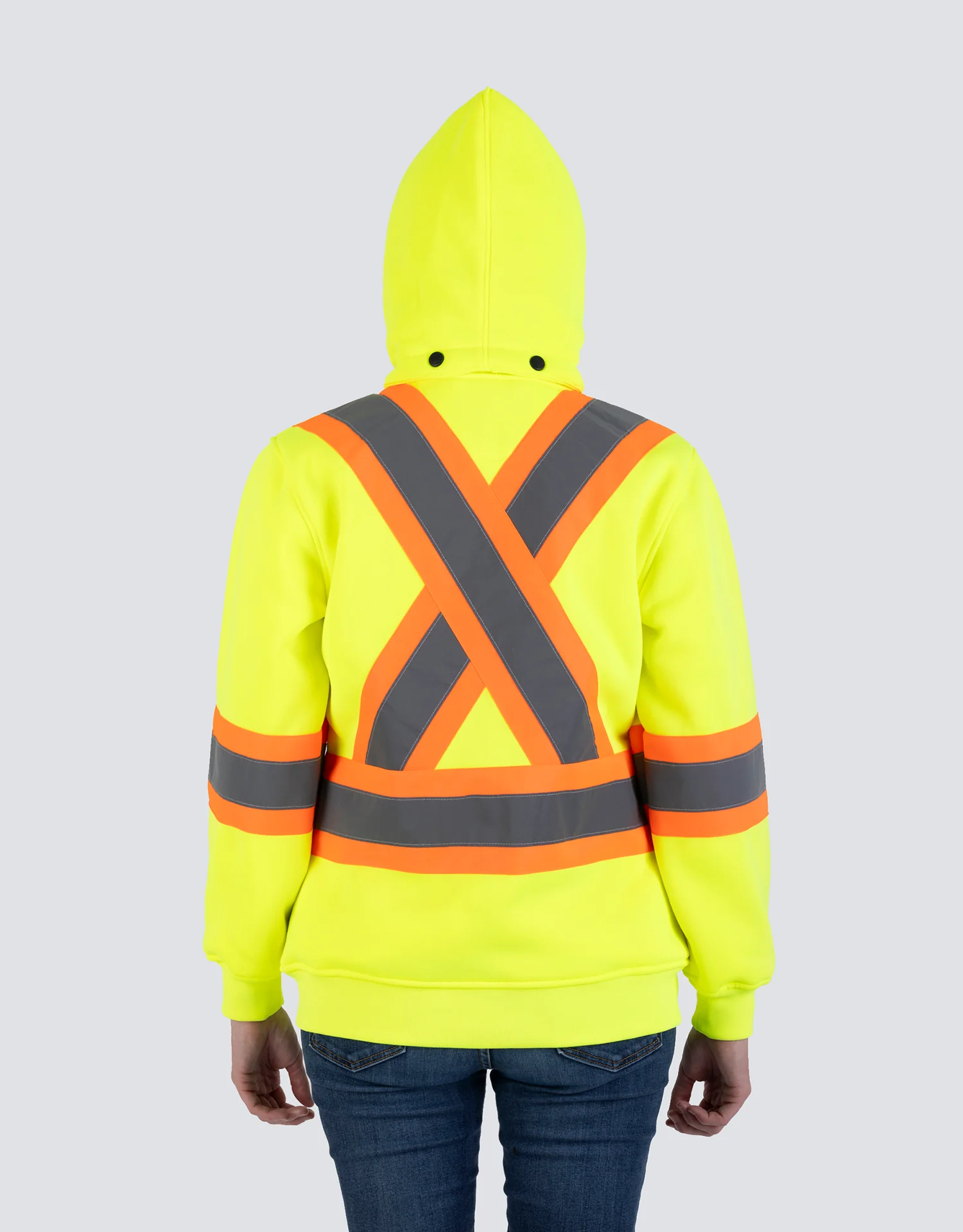 Forcefield Women's Hi Vis Lime Safety Hoodie with Detachable Hood - Image 4