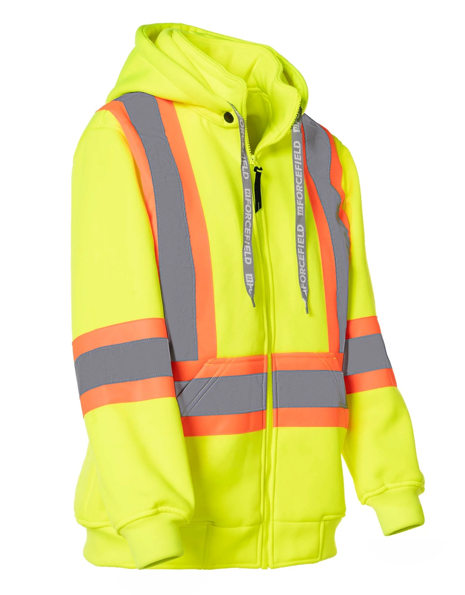 Forcefield Women's Hi Vis Lime Safety Hoodie with Detachable Hood - Image 5